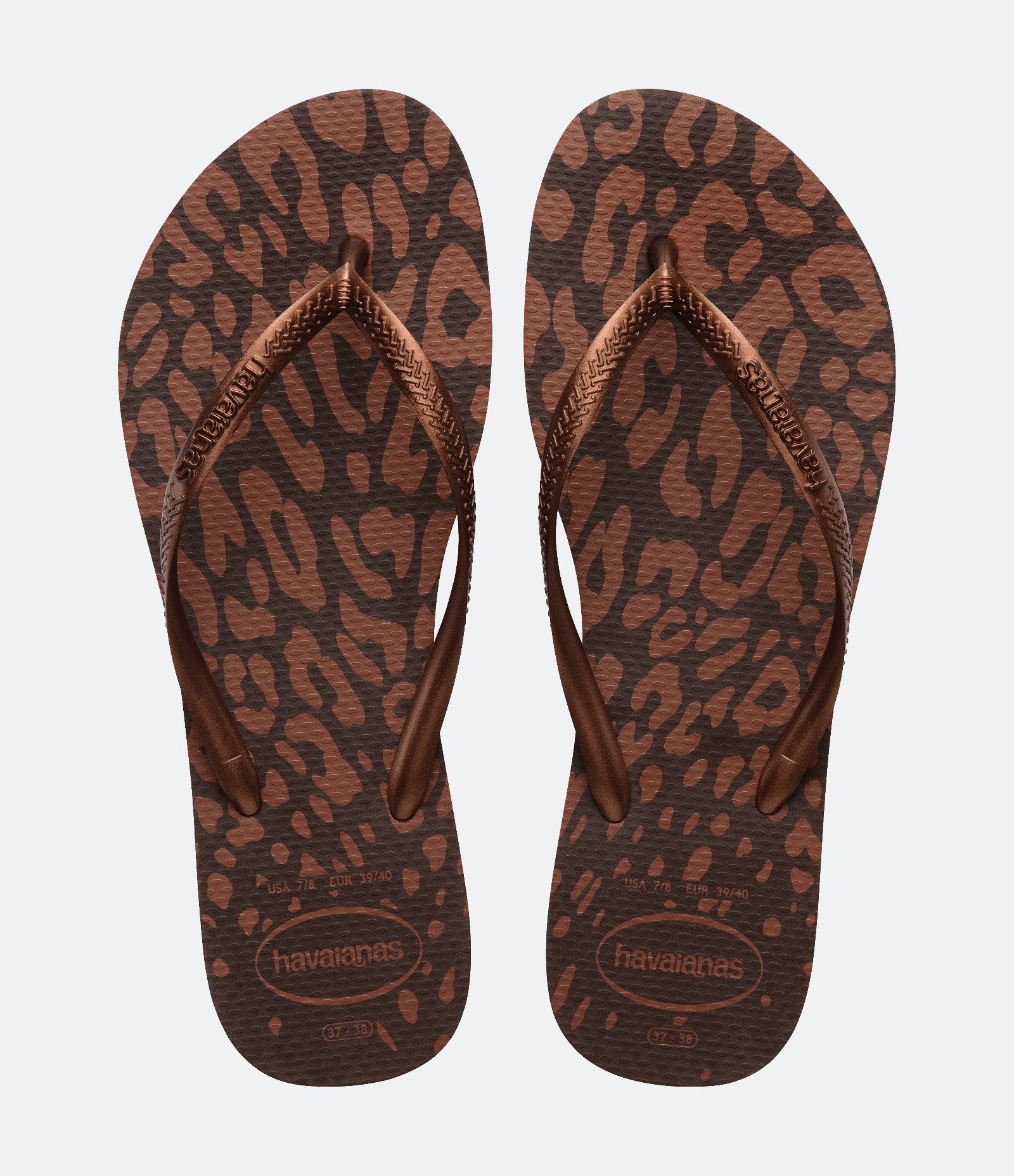 Chinelo Havaianas Slim com Estampa Animal Print Marrom 1