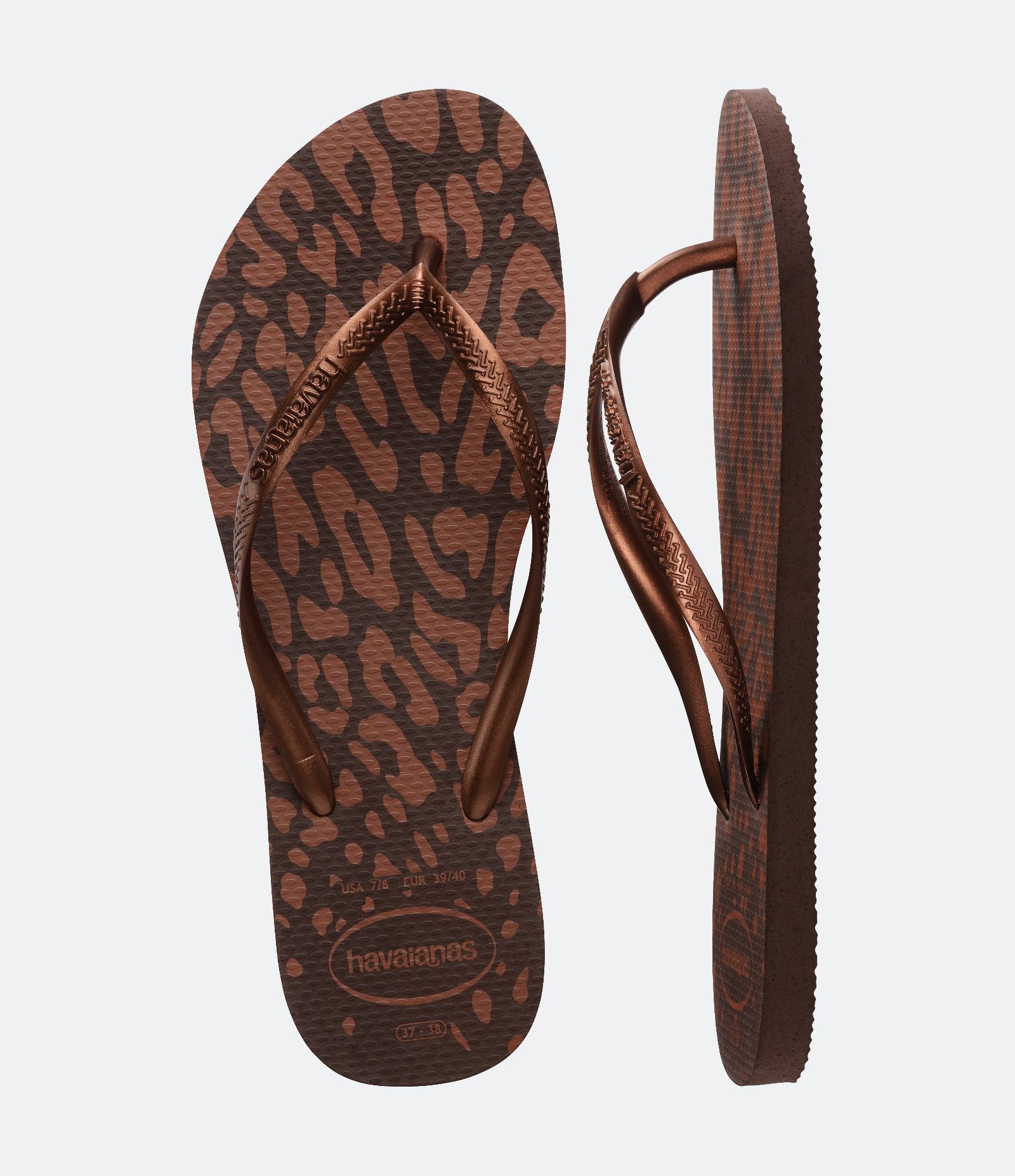 Chinelo Havaianas Slim com Estampa Animal Print Marrom 5