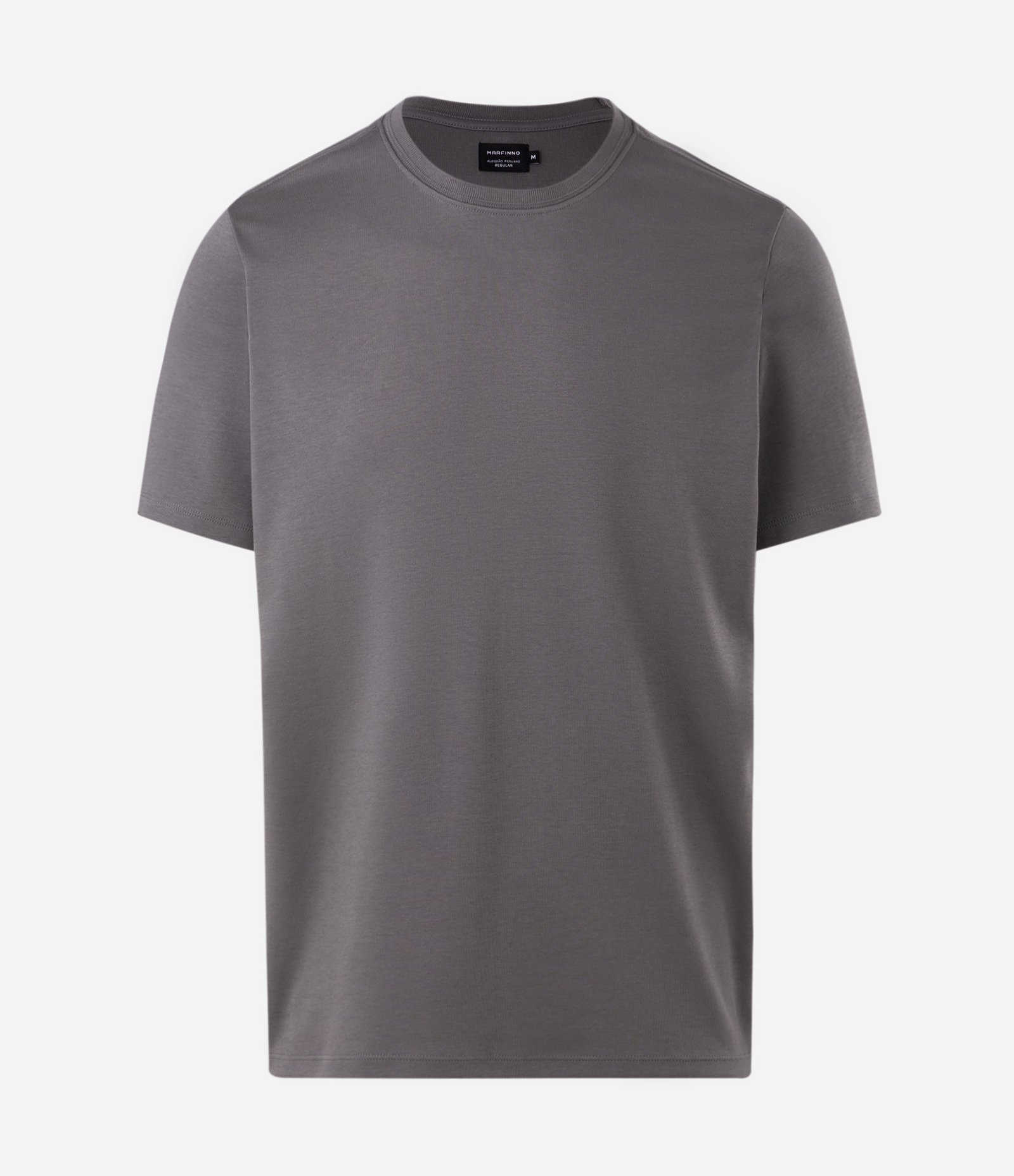 Camiseta Interlock em Algodão com Gola Redonda Cinza 5