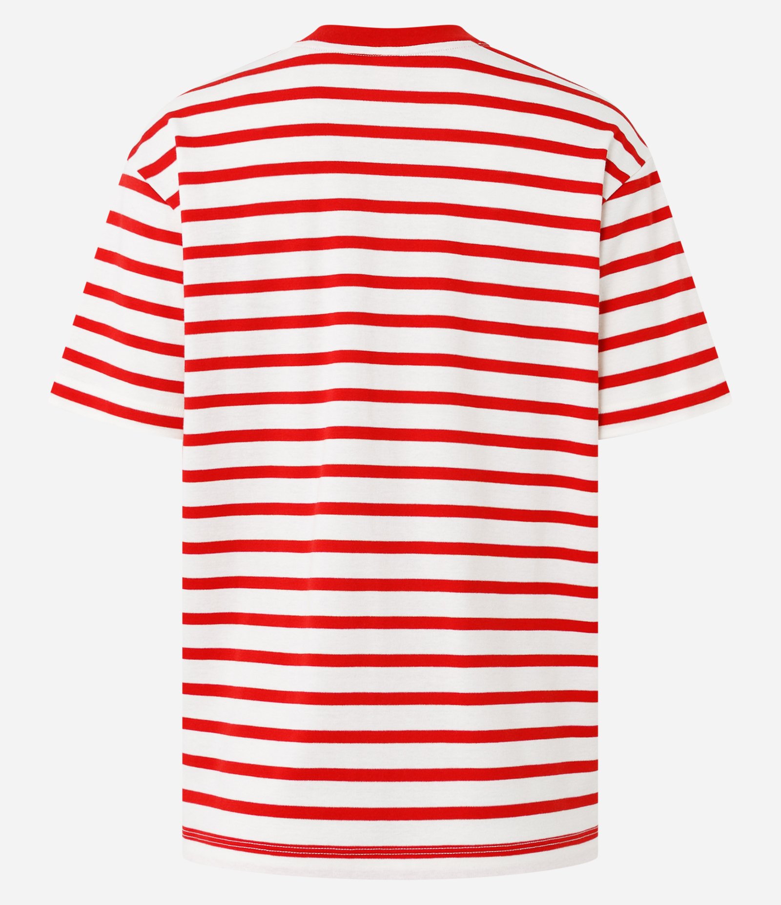 Camiseta Básica Oversized Listrada em Algodão Vermelho 2