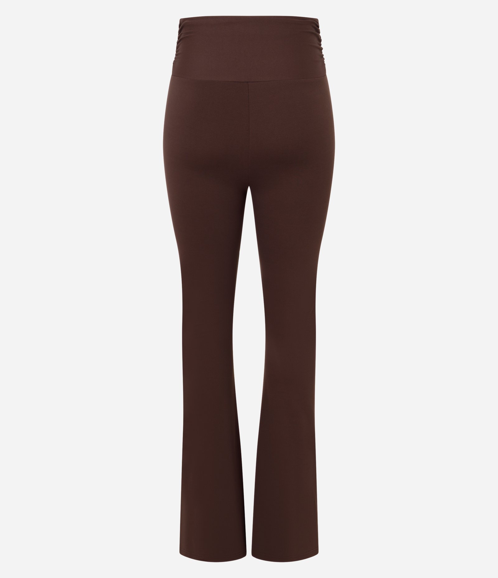 Calça Flare Esportiva com Franzido Lateral e Fenda na Barra Marrom 2