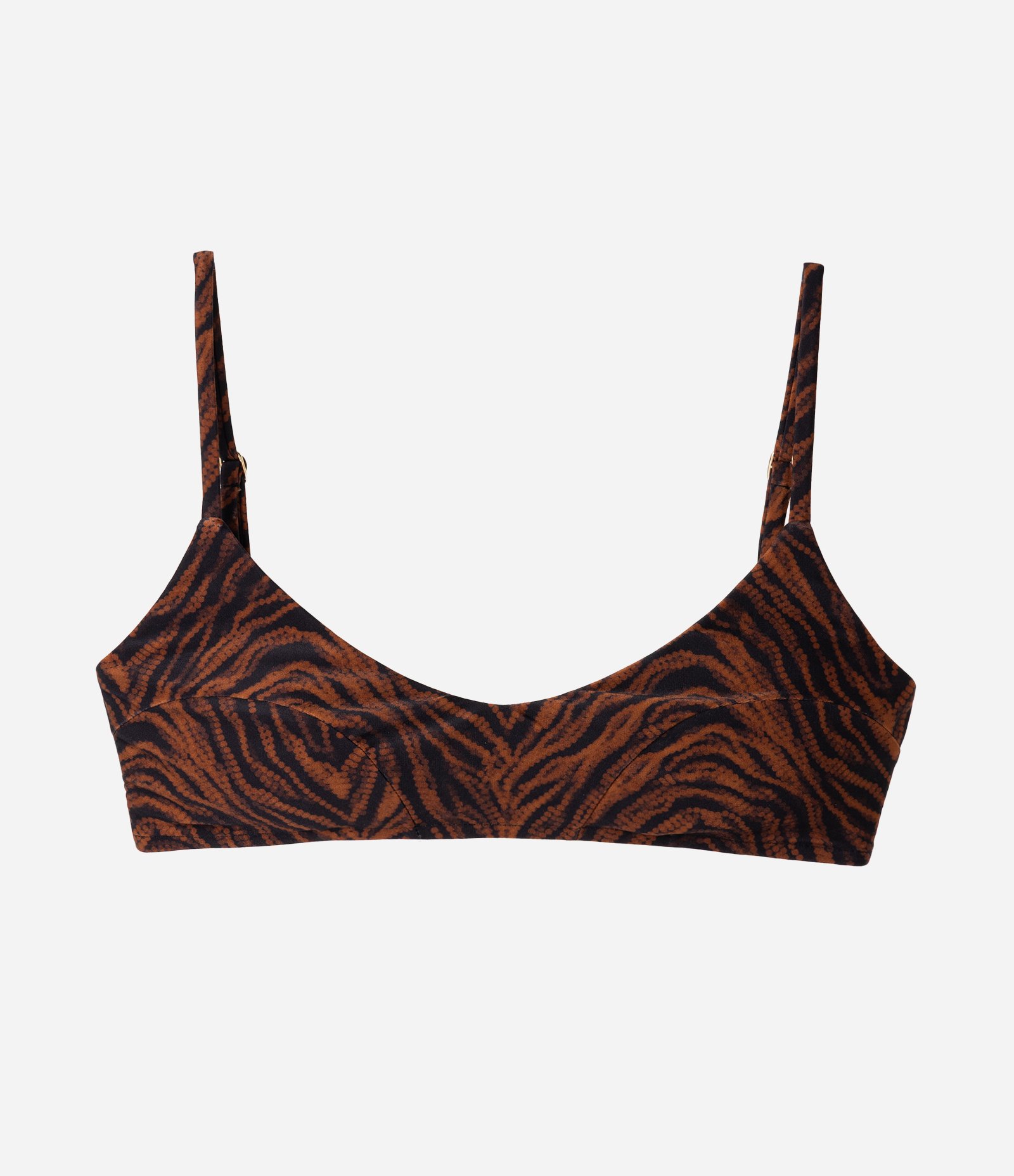 Biquíni Top Camisetinha com Estampa Animal Print Preto/Marrom 1
