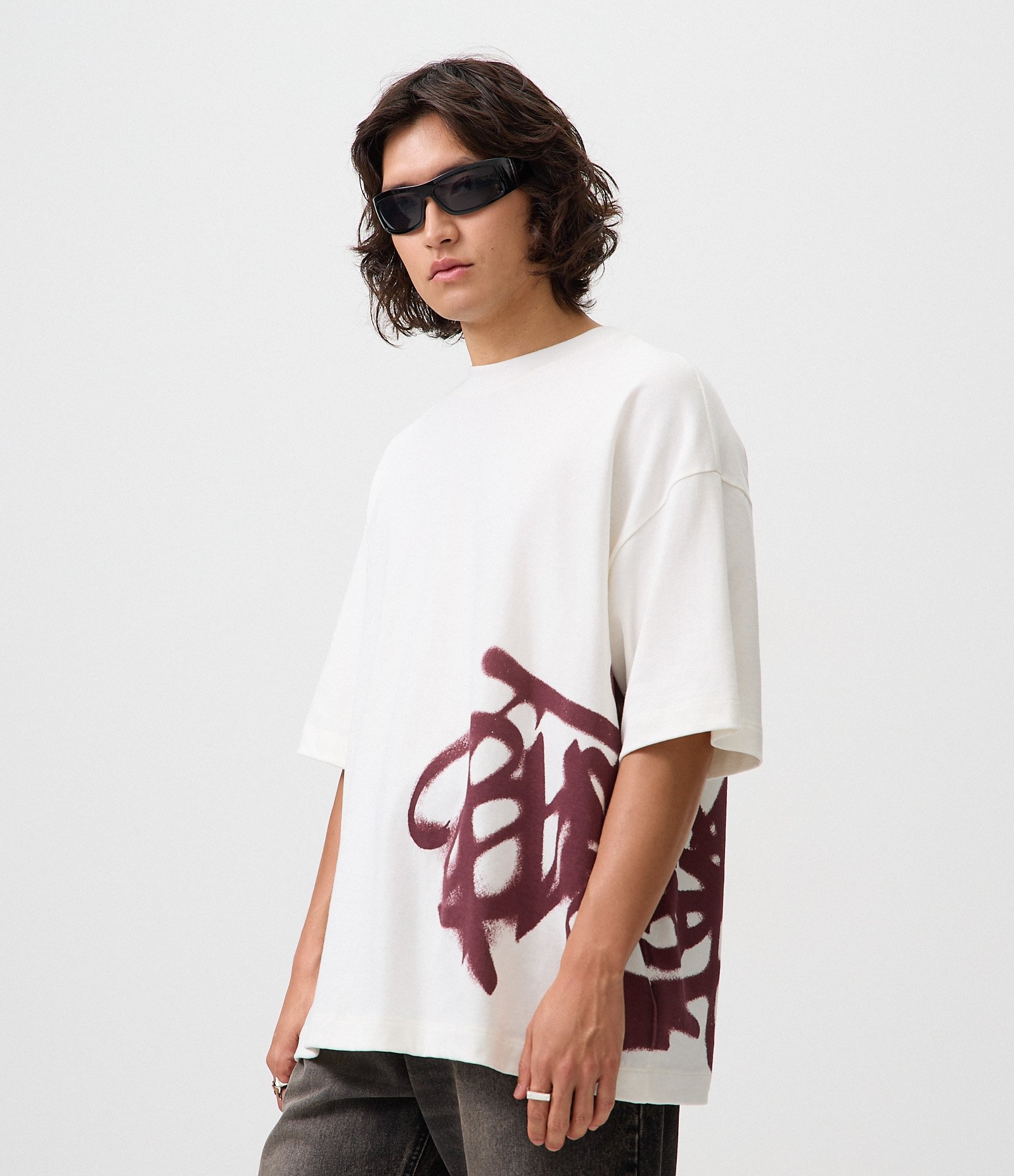Camiseta Oversized em Algodão com Estampa Localizada Branco 4