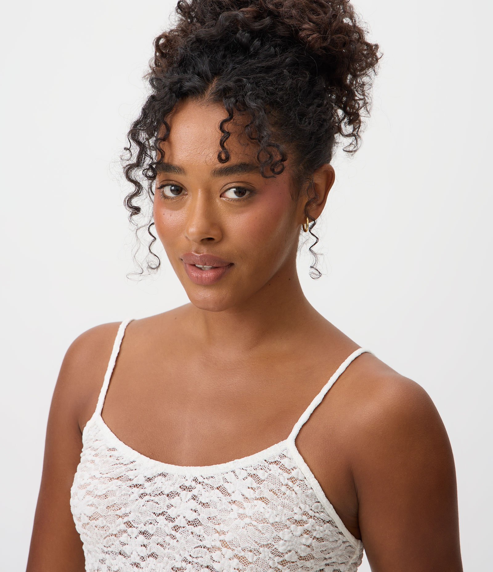 Pijama Regular em Poliamida Texturizada com Renda Transparente Branco 3