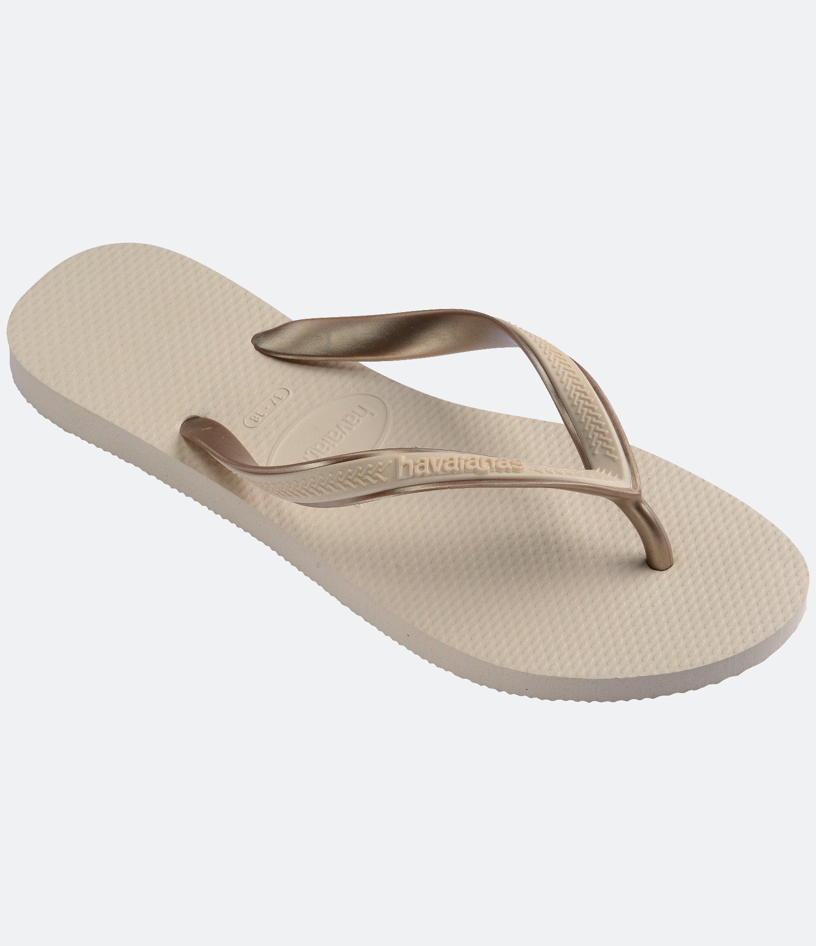 Chinelo Havaianas Aura Glossy com Tiras Metalizadas Bege 2