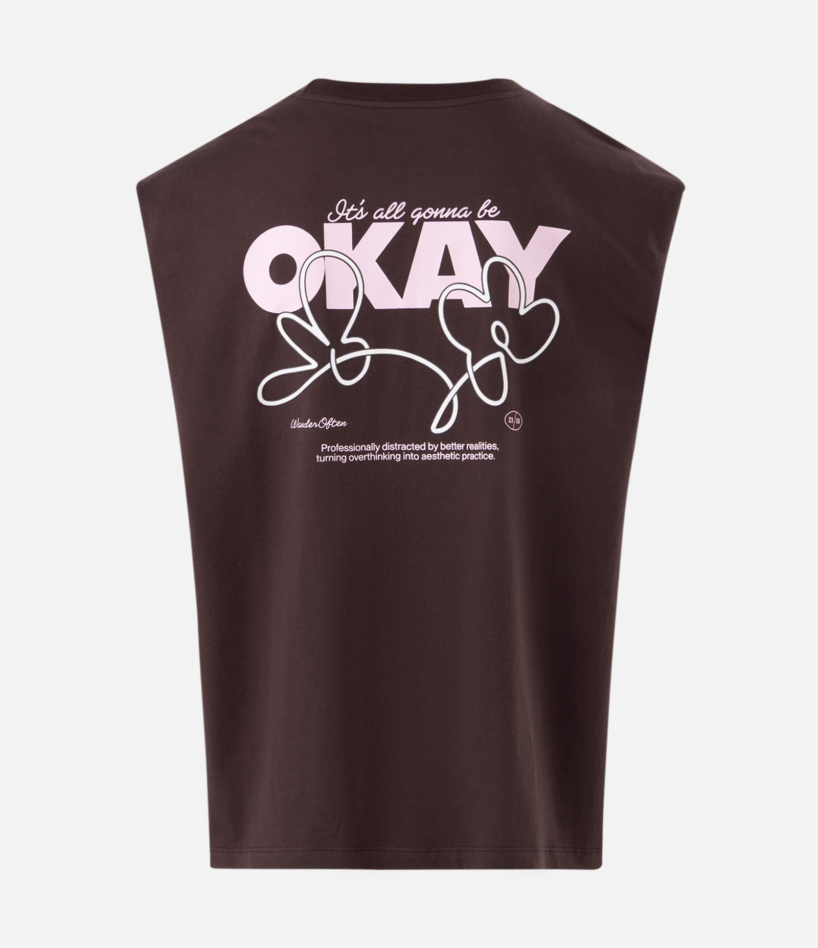 Regata Boxy em Algodão com Lettering Okay Marrom 2