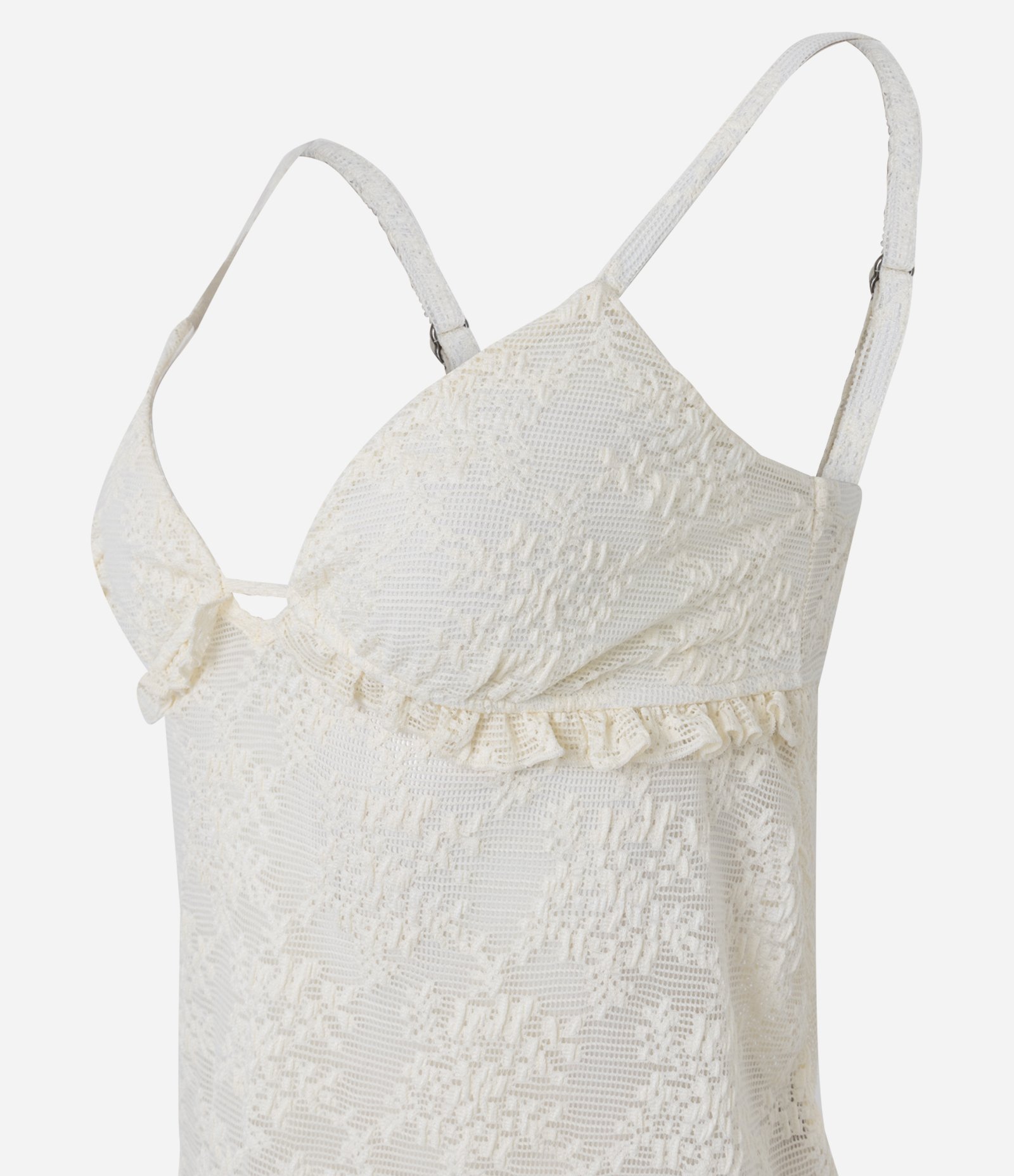Blusa Batinha em Renda com Babado e Alças Finas Branco 6