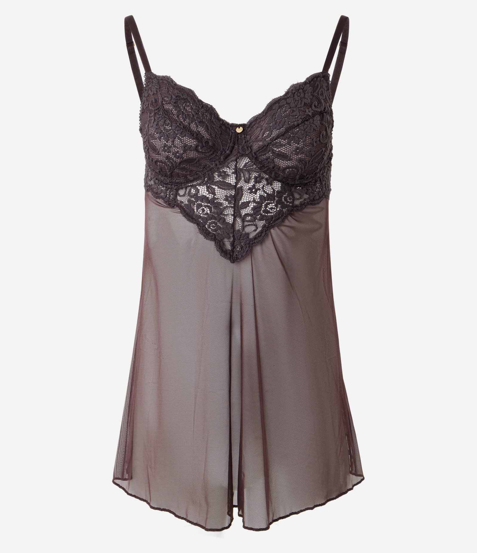 Camisola Sem Bojo em Renda com Alças Marrom 5