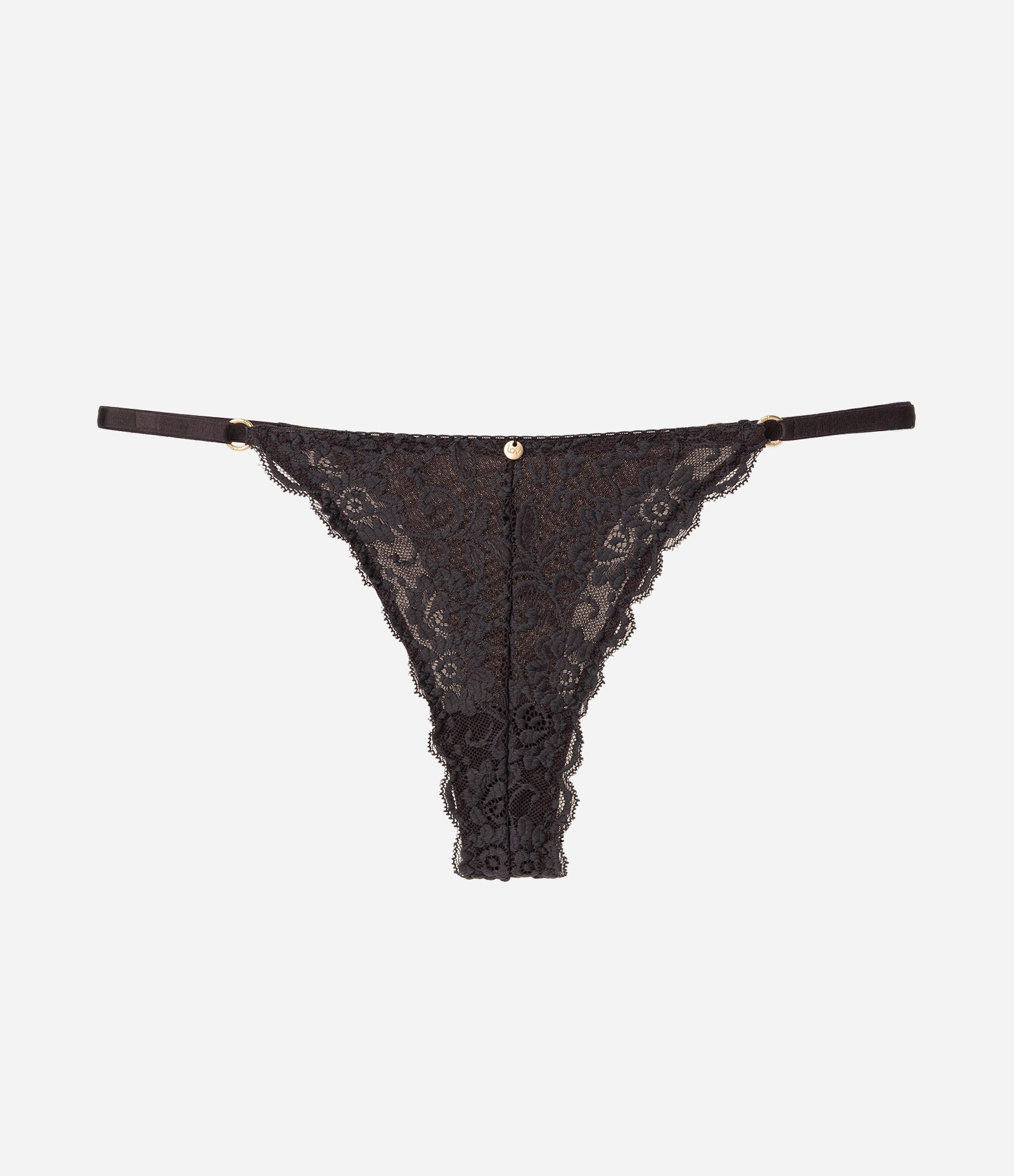 Calcinha String Fio Duplo em Renda Floral Marrom 4