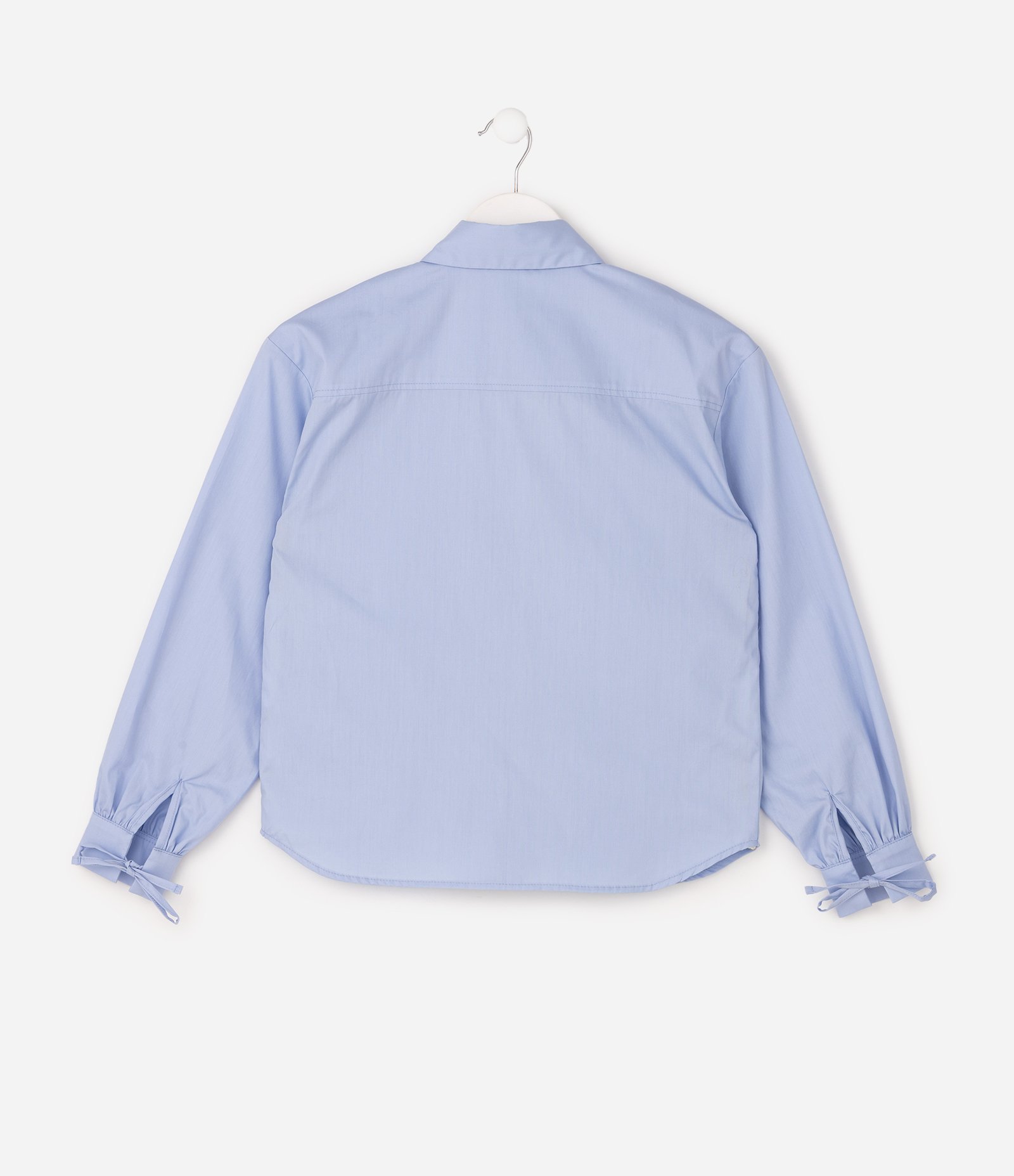Camisa Infantil Em Algodão Com Colarinho e Lacinhos - Tam 5 a 16 Anos Azul 3