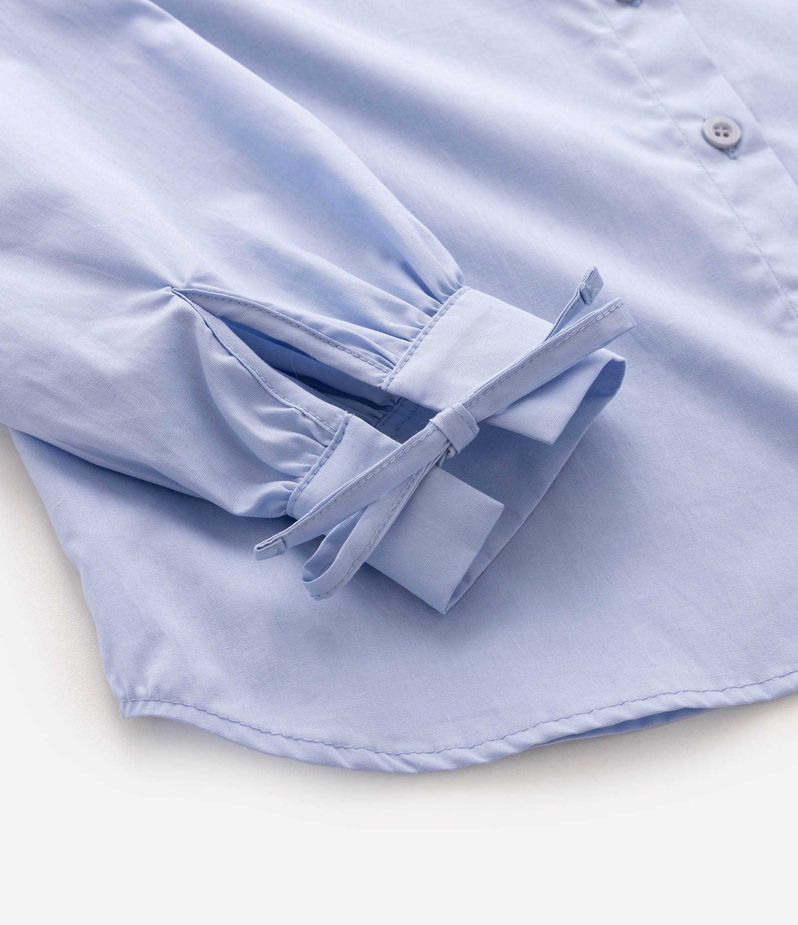 Camisa Infantil Em Algodão Com Colarinho e Lacinhos - Tam 5 a 16 Anos Azul 5