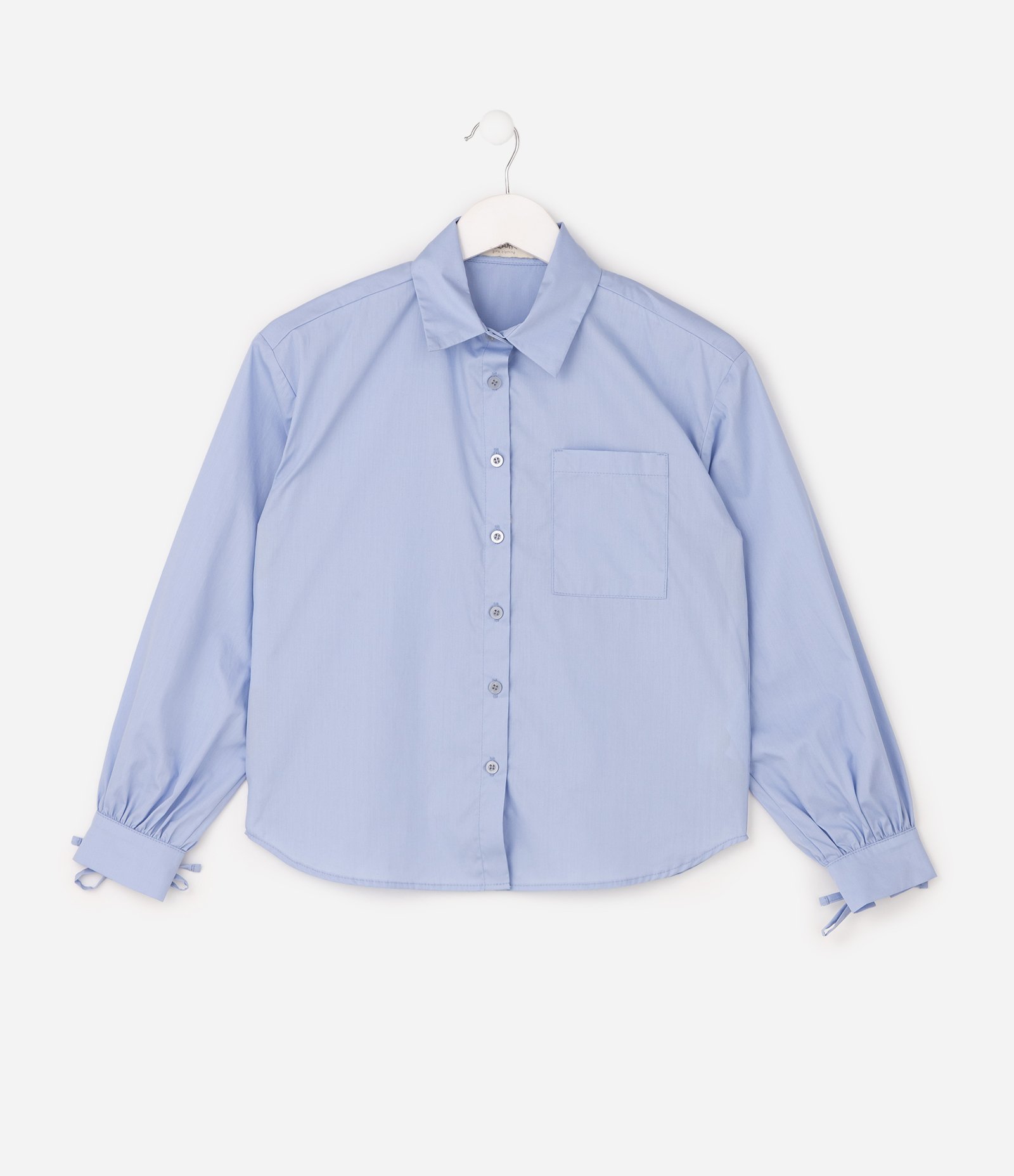 Camisa Infantil Em Algodão Com Colarinho e Lacinhos - Tam 5 a 16 Anos Azul 6