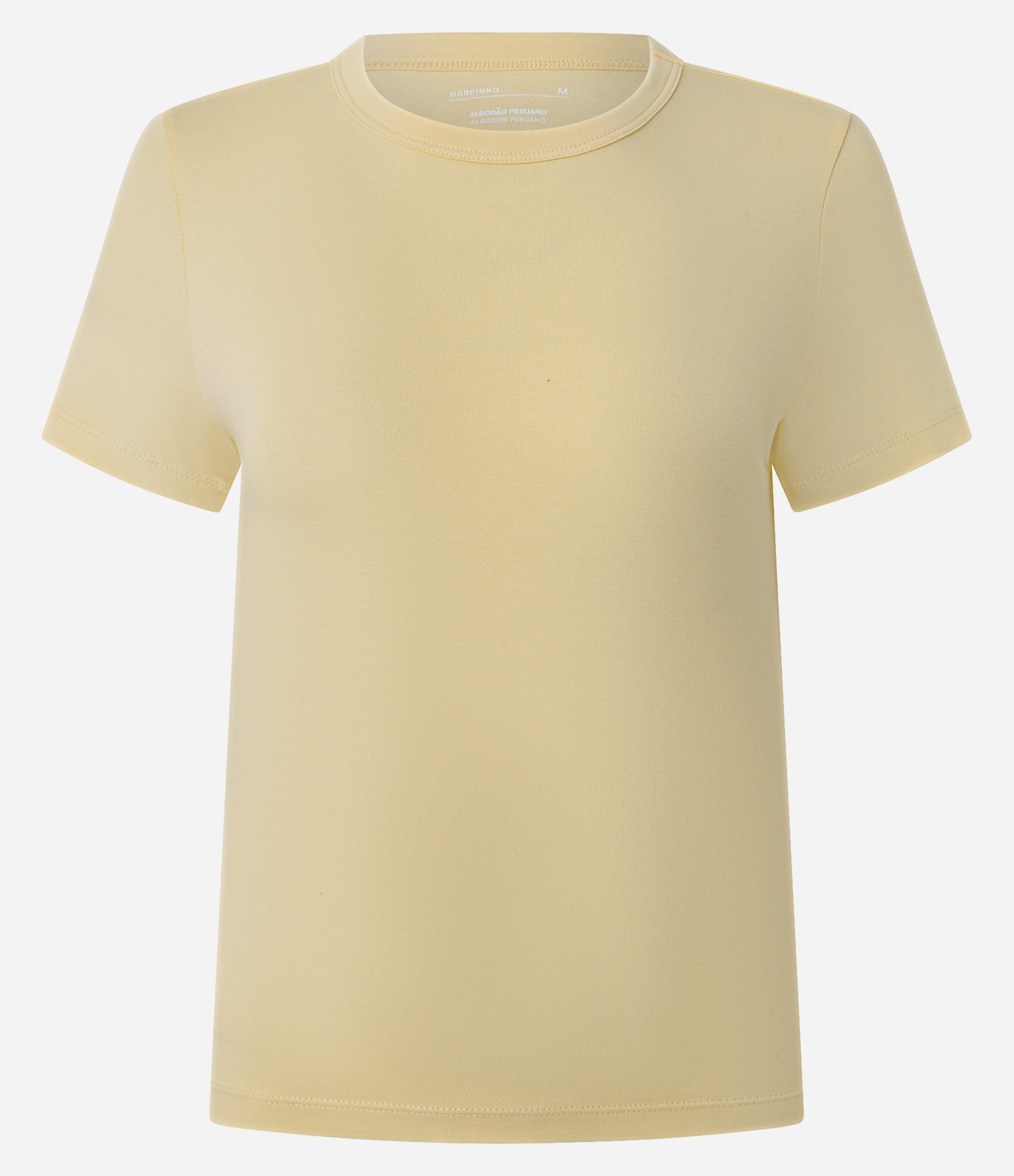 Blusa Slim Básica em Algodão Peruano com Gola Redonda Amarelo 1