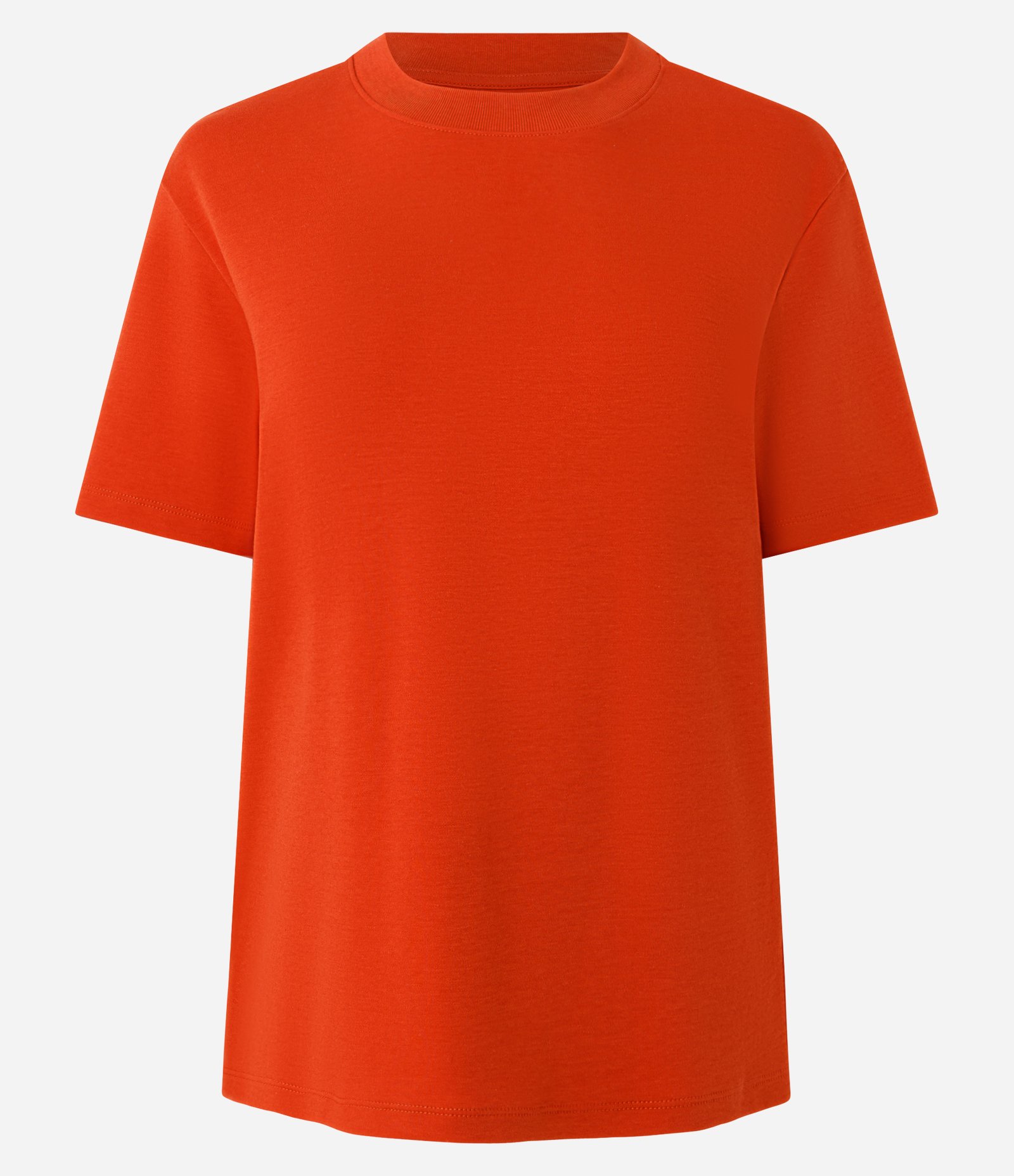 Blusa em Algodão Peruano Interlock com Gola Redonda Laranja 1