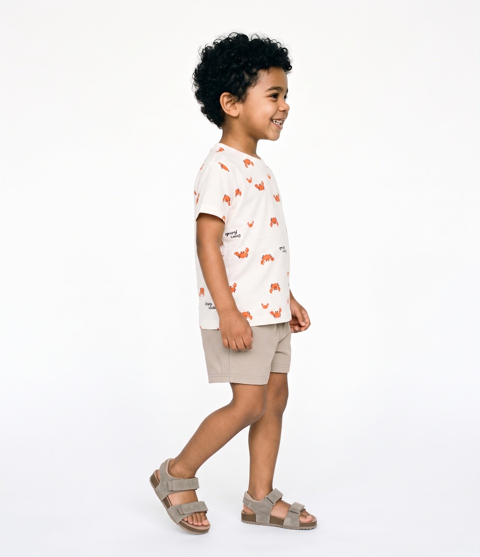 Camiseta Infantil Em Algodão Estampa Caranguejos - Tam 1 a 6 anos Branco 2