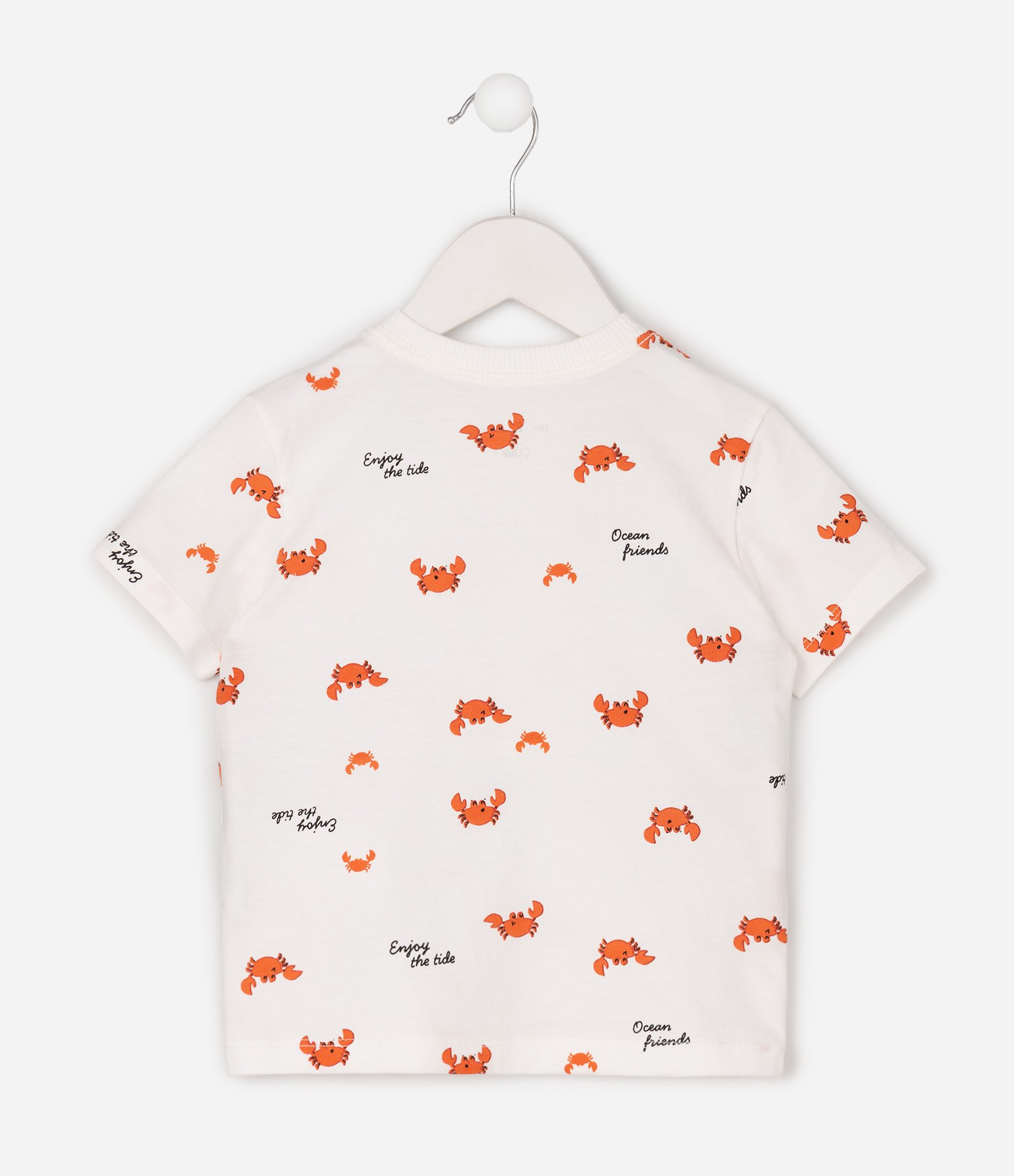 Camiseta Infantil Em Algodão Estampa Caranguejos - Tam 1 a 6 anos Branco 4