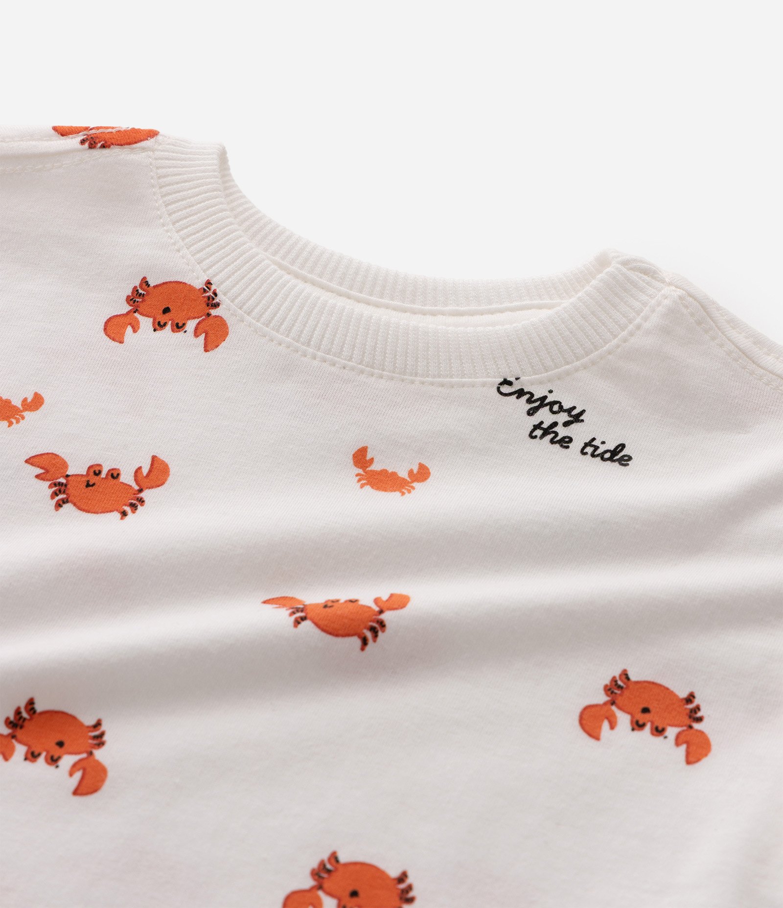 Camiseta Infantil Em Algodão Estampa Caranguejos - Tam 1 a 6 anos Branco 6