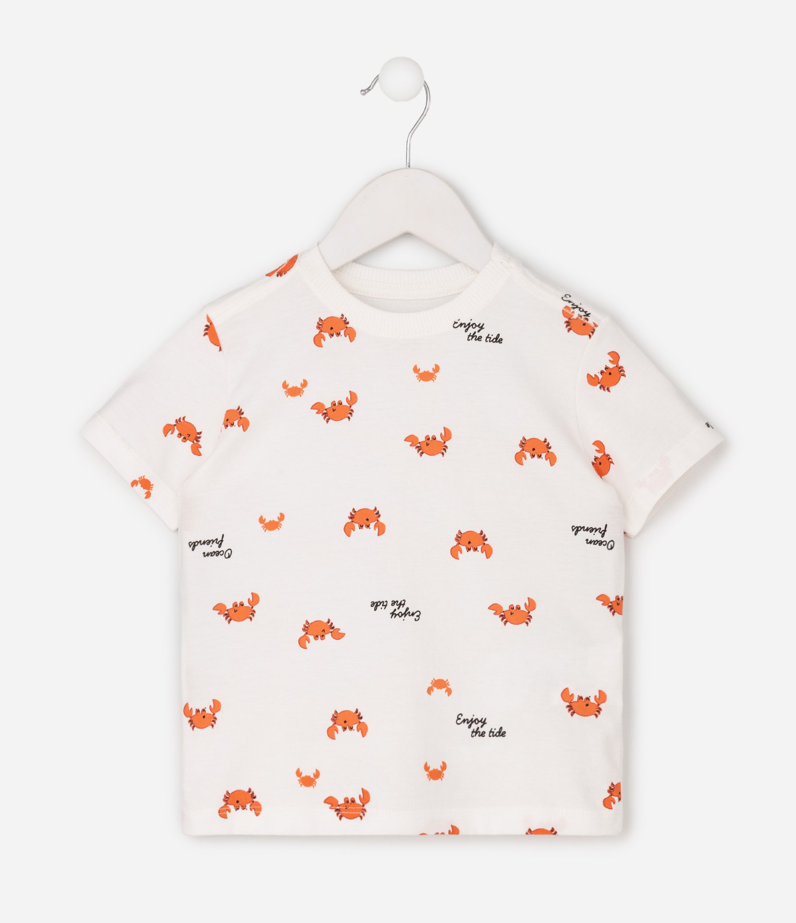 Camiseta Infantil Em Algodão Estampa Caranguejos - Tam 1 a 6 anos Branco 7