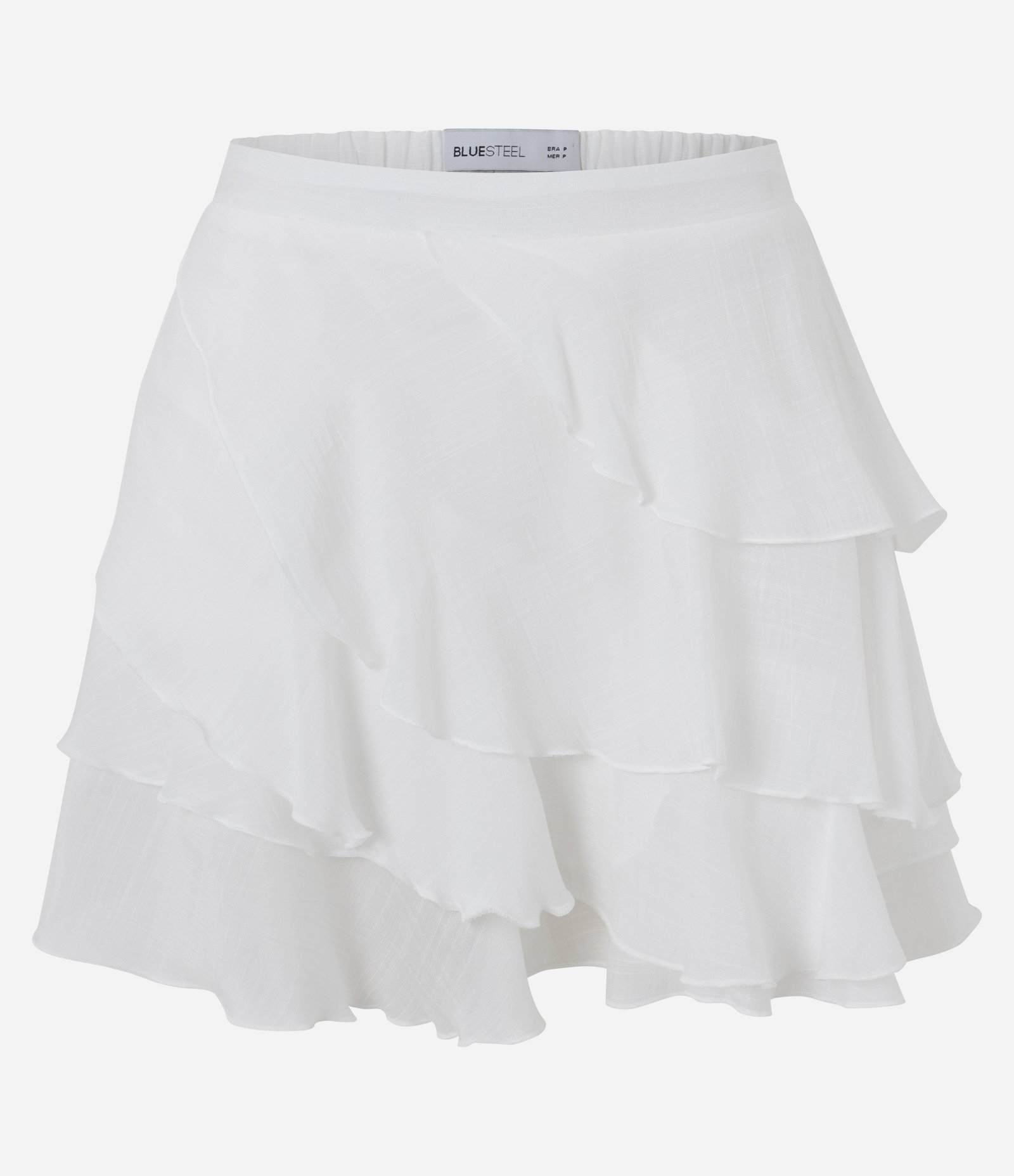 Saia Curta em Chiffon com Babados Assimétricos Branco 4