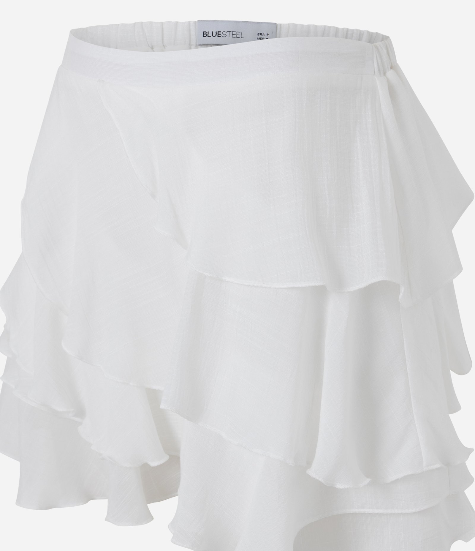 Saia Curta em Chiffon com Babados Assimétricos Branco 5