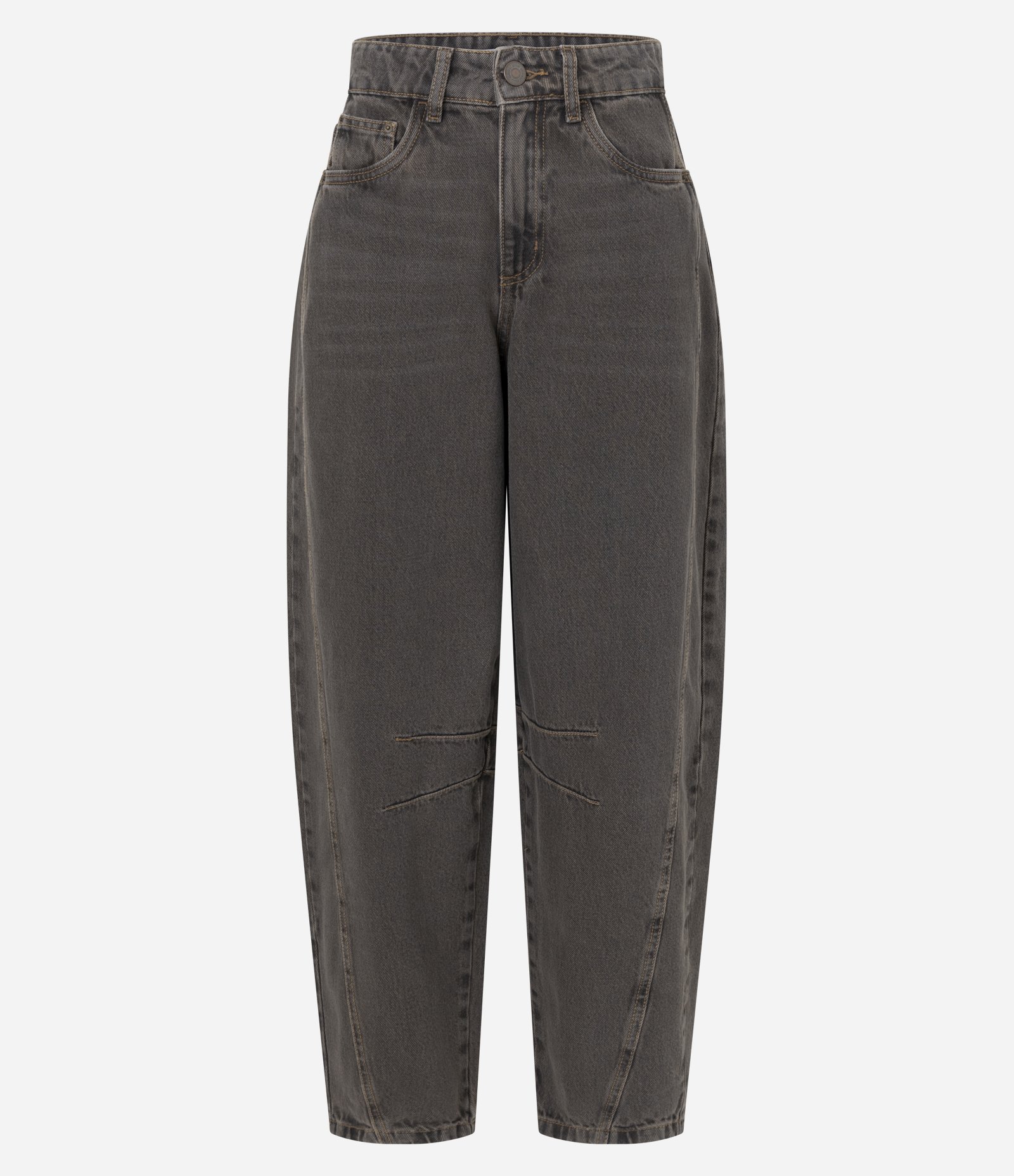 Calça Jeans Ballon com Lavagem Clara Cinza 1