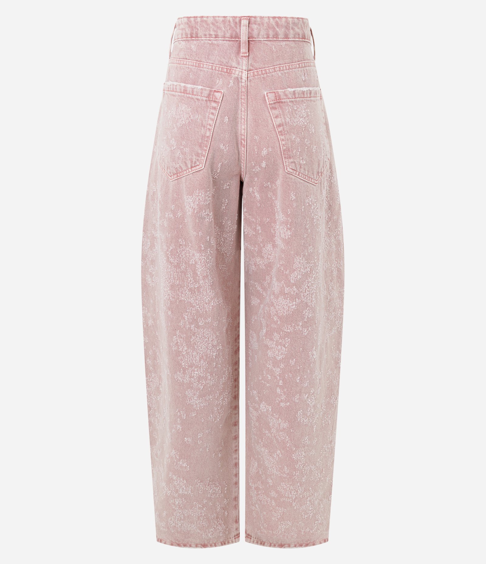 Calça Barrel em Sarja com Efeito Marmorizado e Cintura Baixa Rosa 7