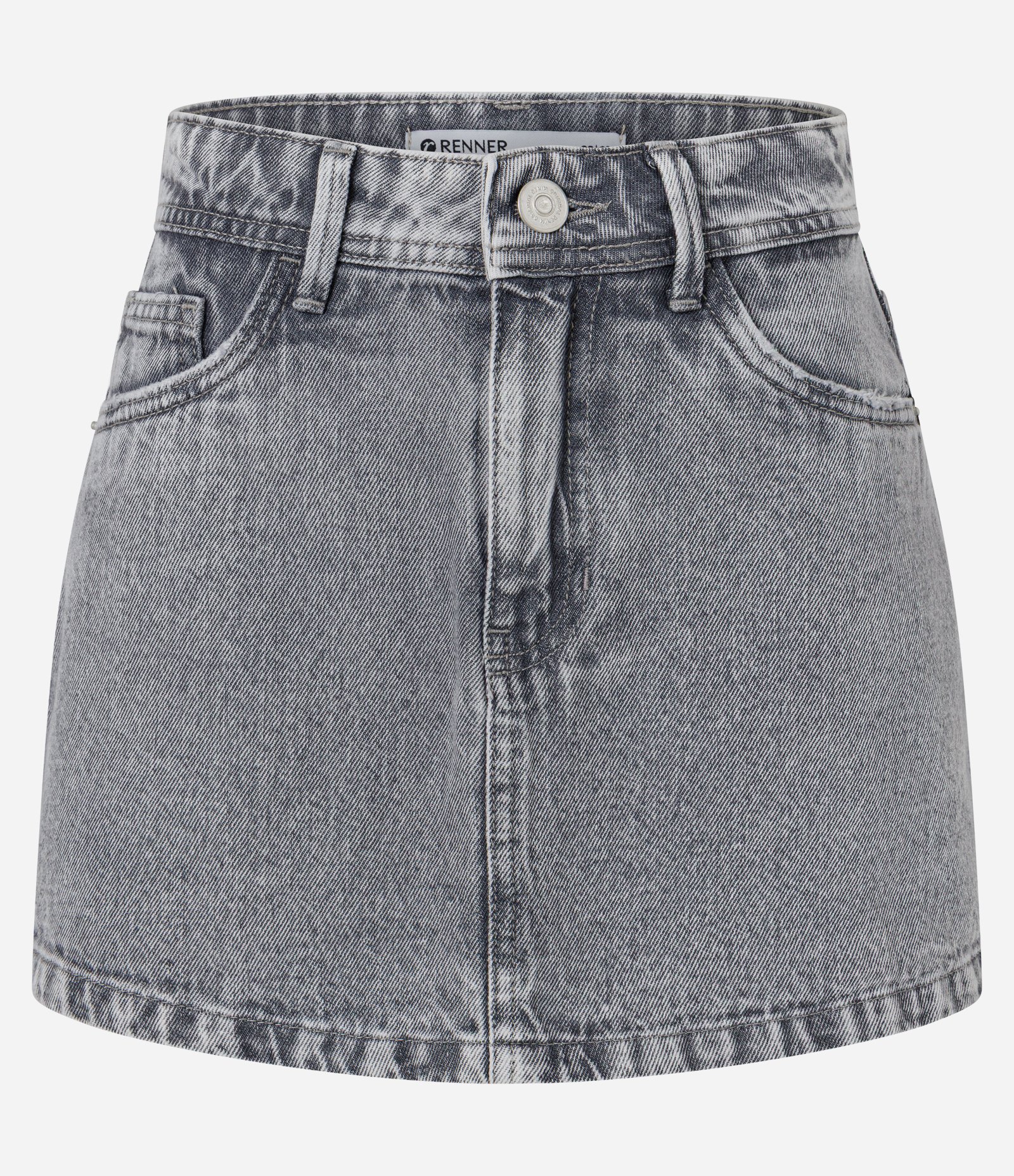 Short Saia Jeans com Efeito Marmorizado Cinza 1