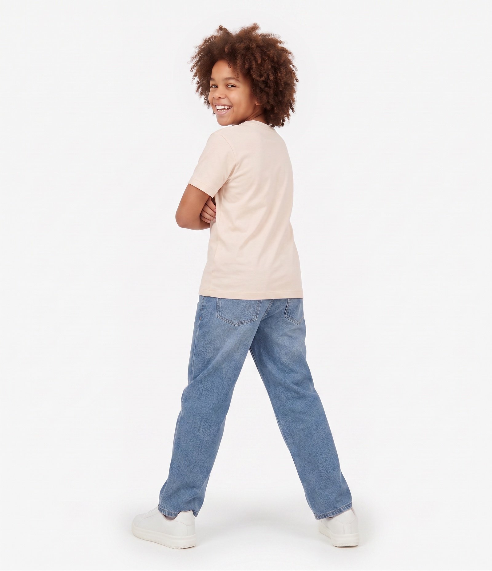 Camiseta Infantil Em Algodão Grafitado - Tam 5 a 16 Anos Bege 7