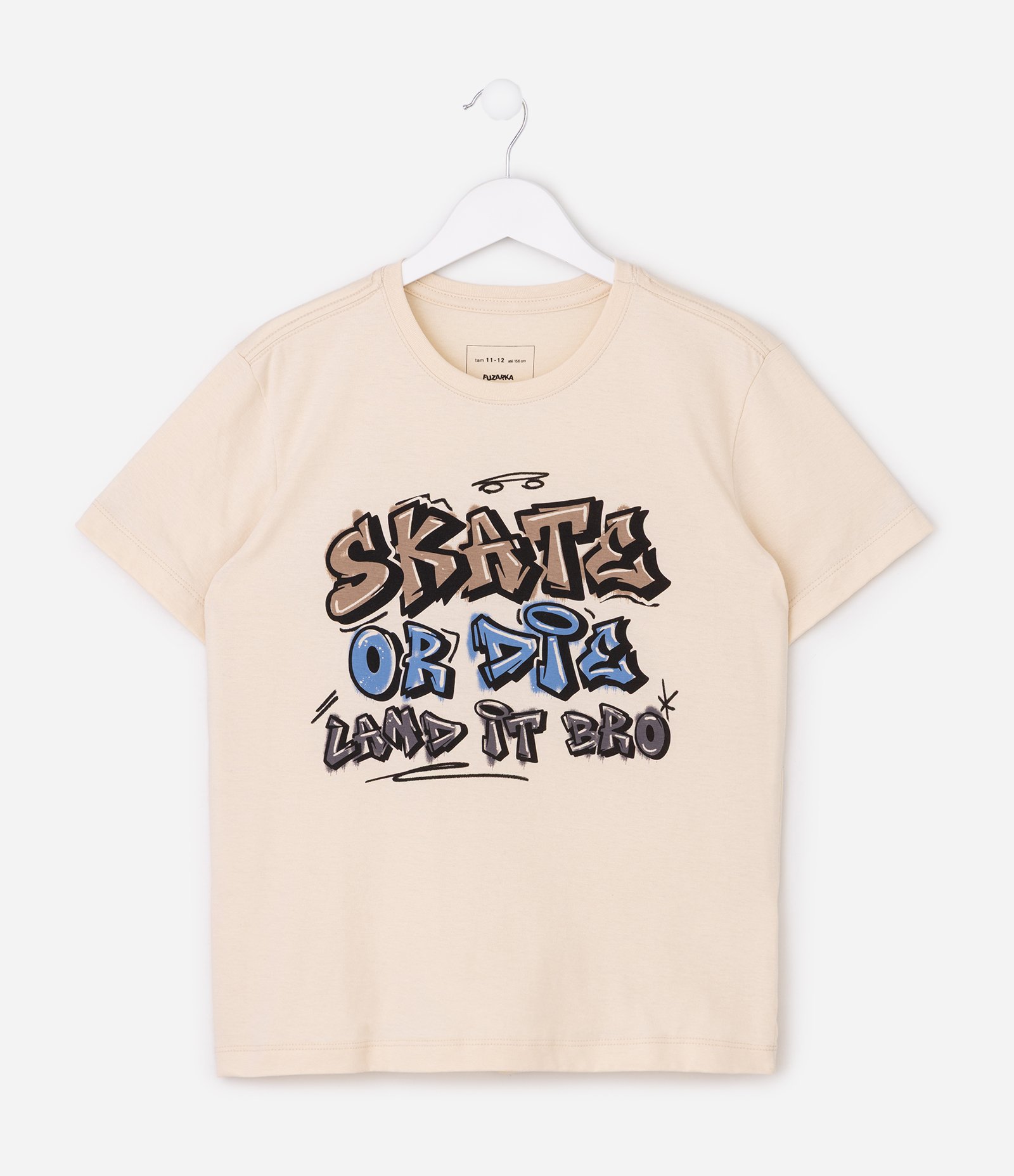Camiseta Infantil Em Algodão Grafitado - Tam 5 a 16 Anos Bege 1