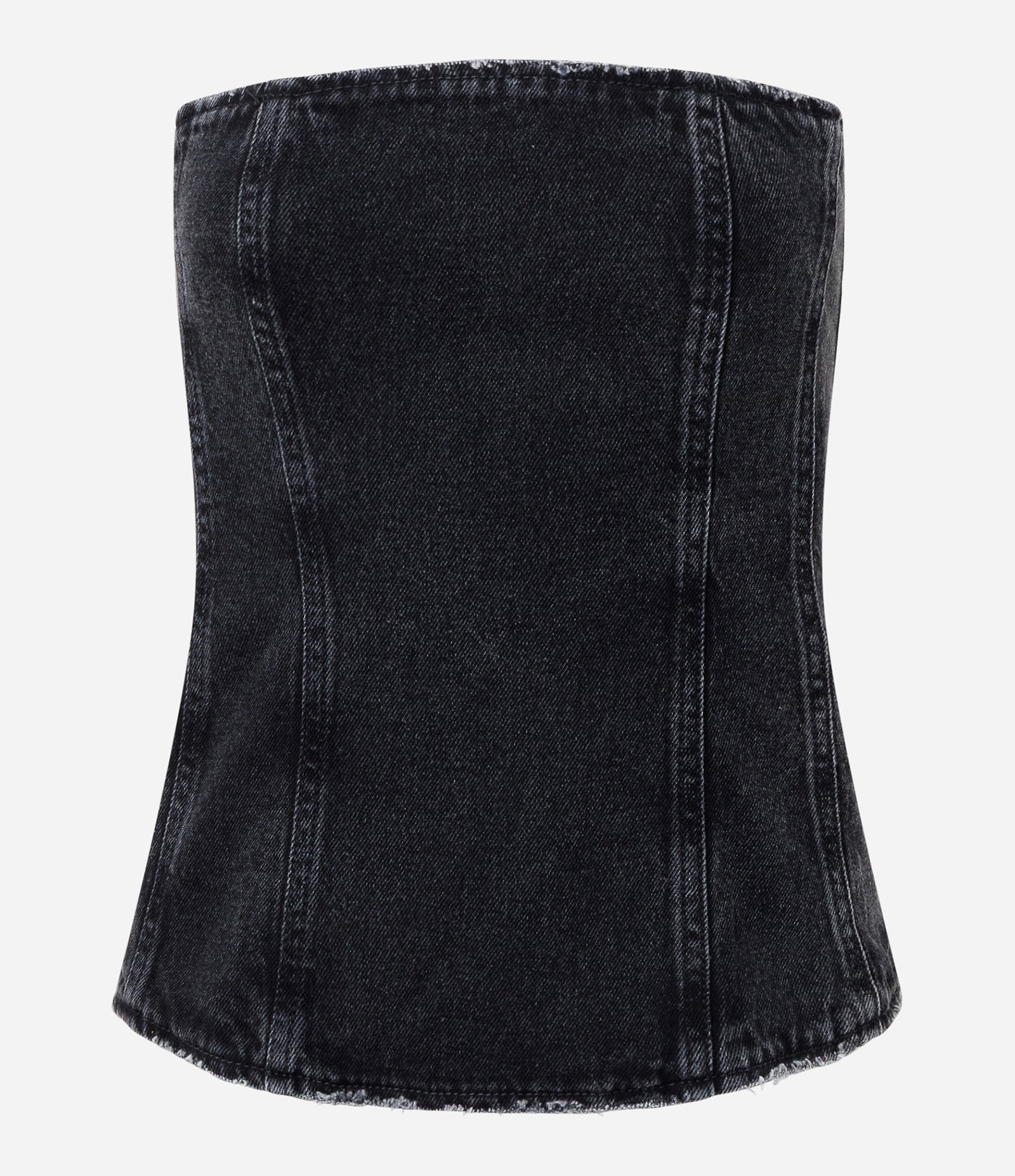 Blusa Corset em Sarja com Recortes Estruturados Preto 5