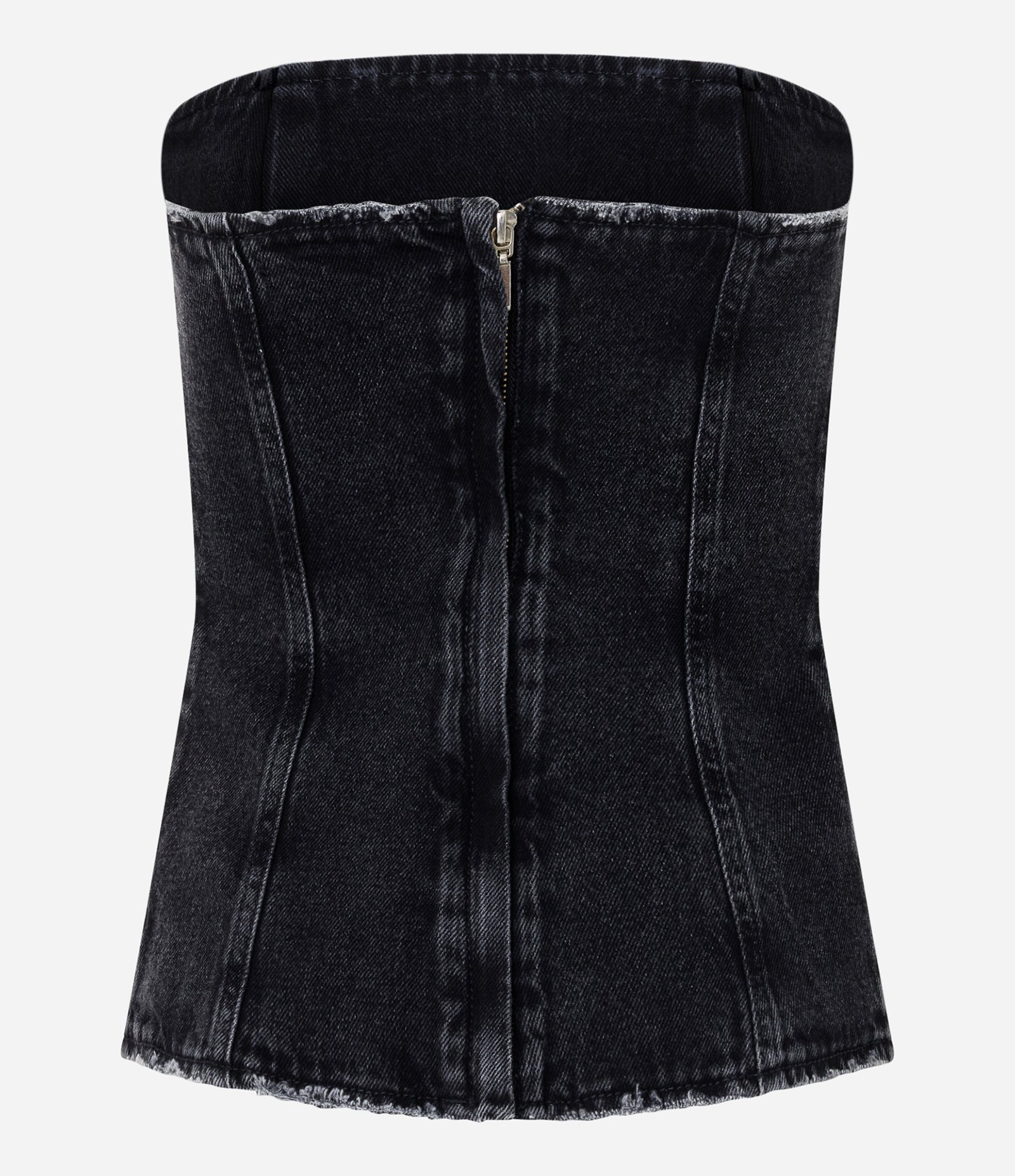 Blusa Corset em Sarja com Recortes Estruturados Preto 6