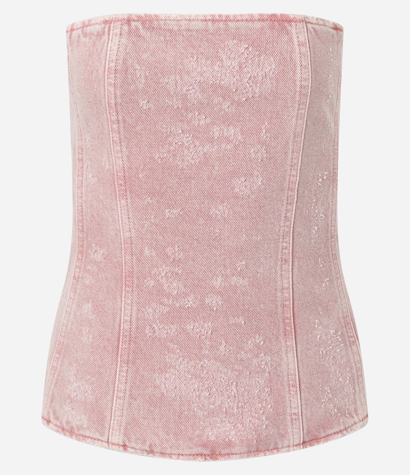 Blusa Corset em Sarja com Recortes e Efeito Puído Rosa 5