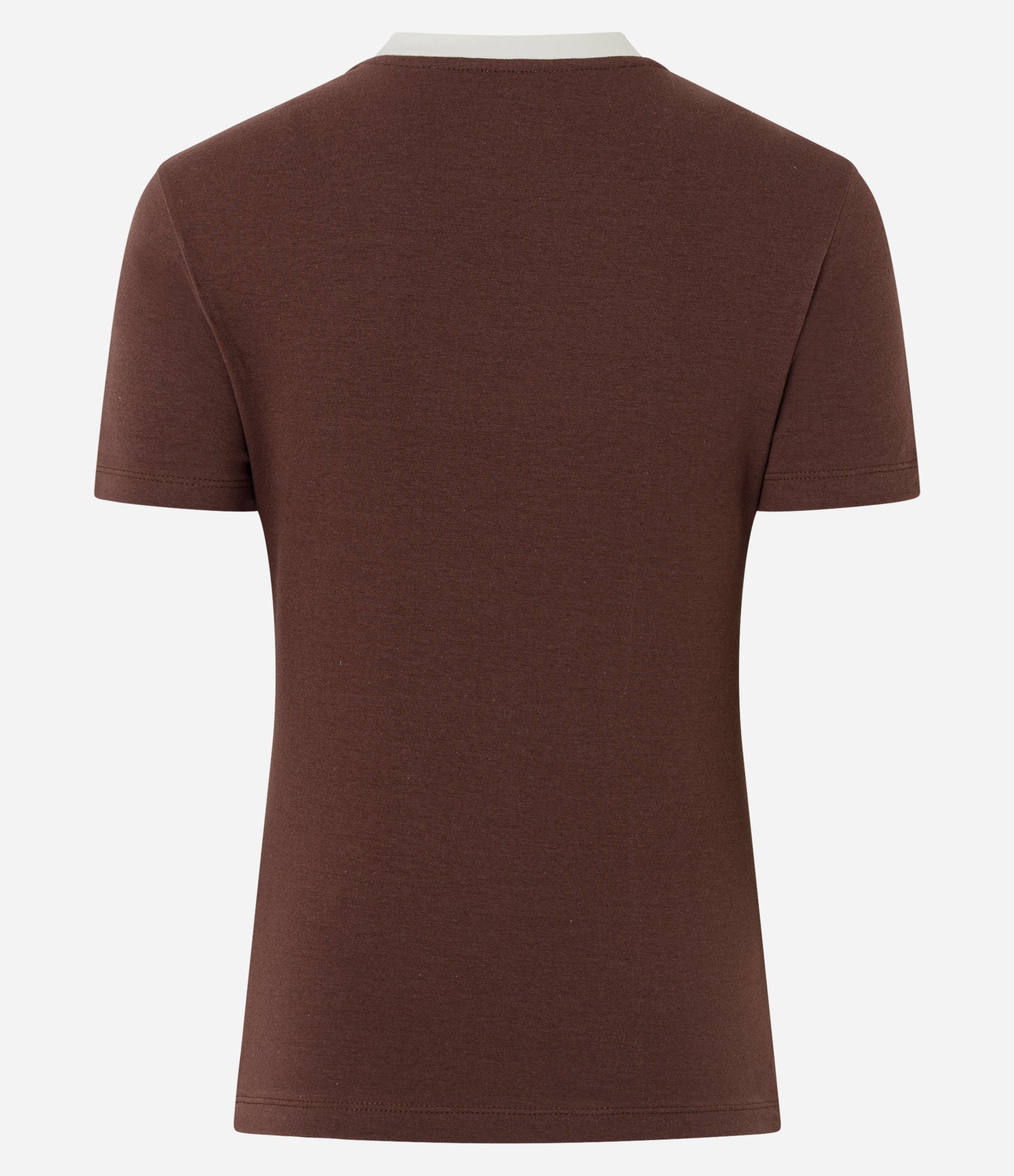 Camiseta com Lettering Korea New Club Society e Recortes Contrastantes Marrom 5
