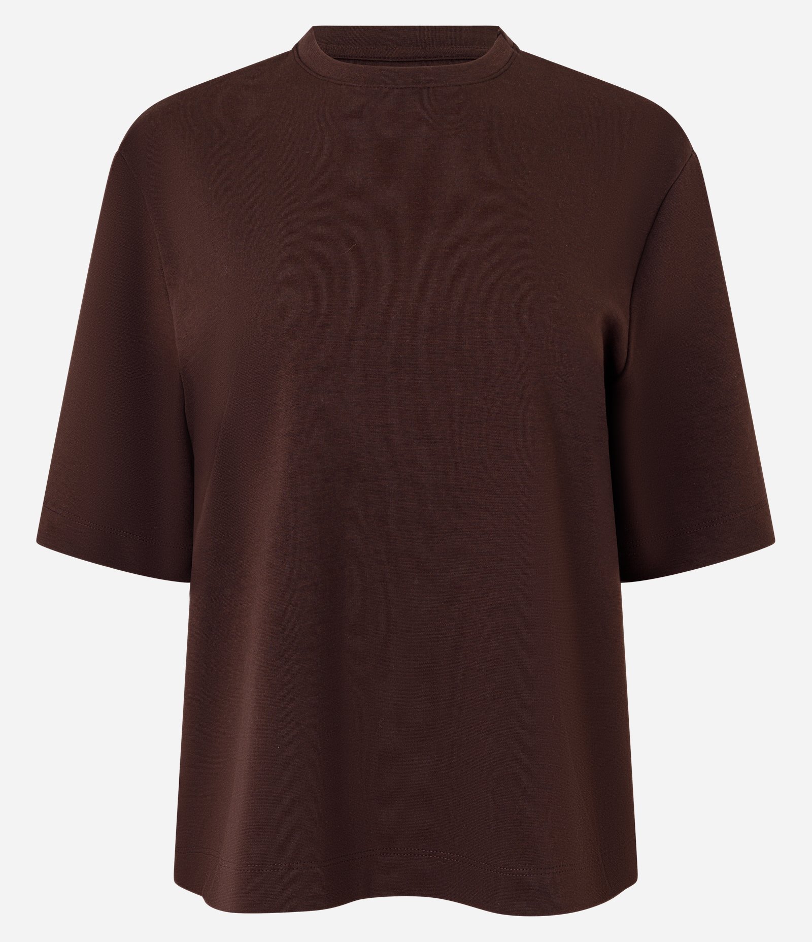 Camiseta Boxy Em Algodão Gola Redonda Marrom 5
