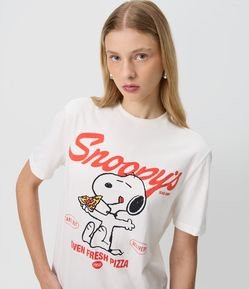 Camiseta em Algodão com Estampa Snoopy Pizza