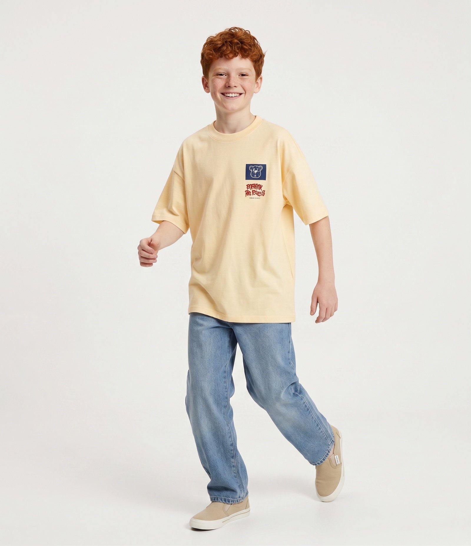 Camiseta Infantil Em Algodão com Estampa Contrastante - Tam 5 a 14 Anos Amarelo 1