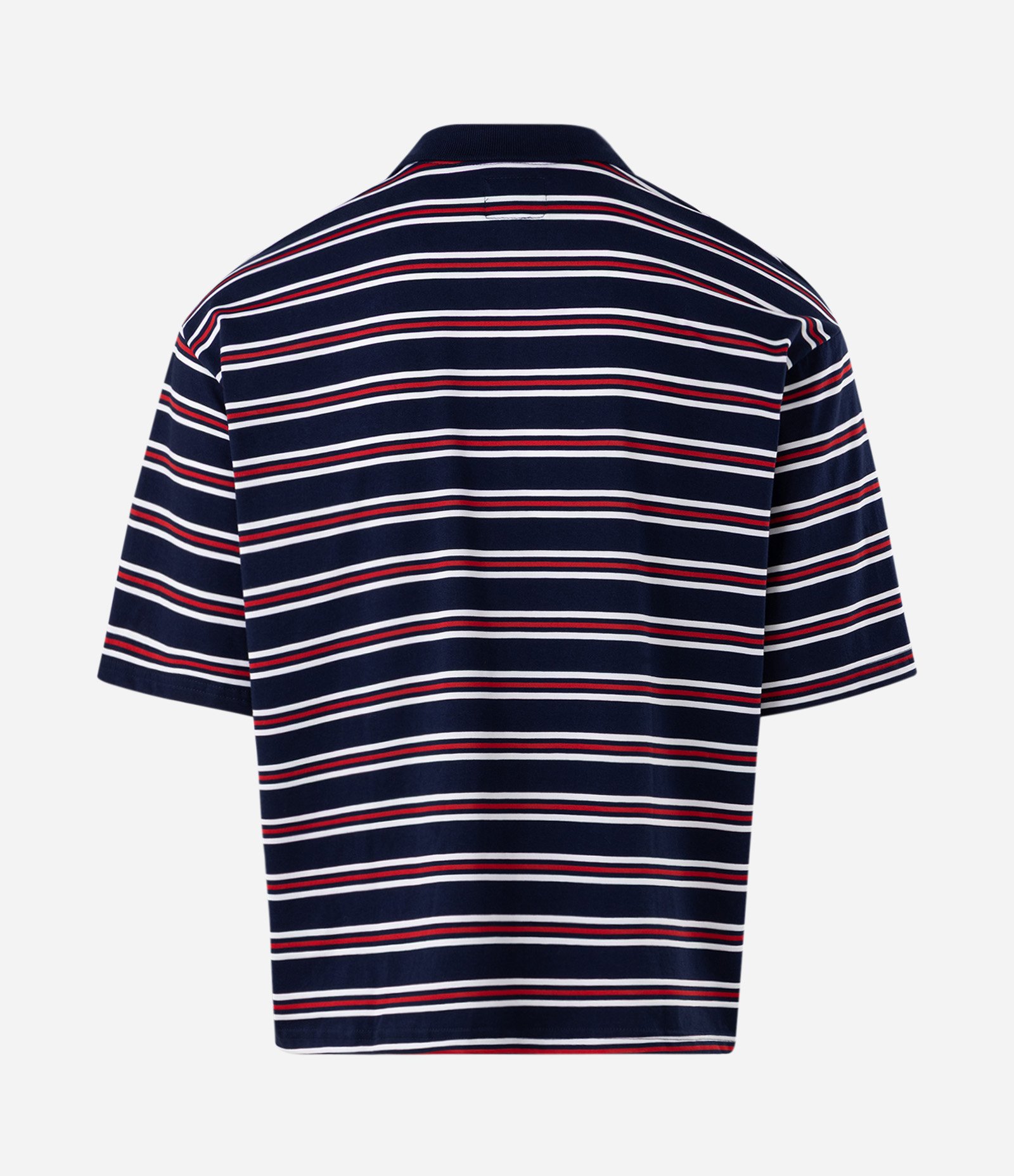 Camiseta Polo Boxy Listrada com Bordado Azul 6