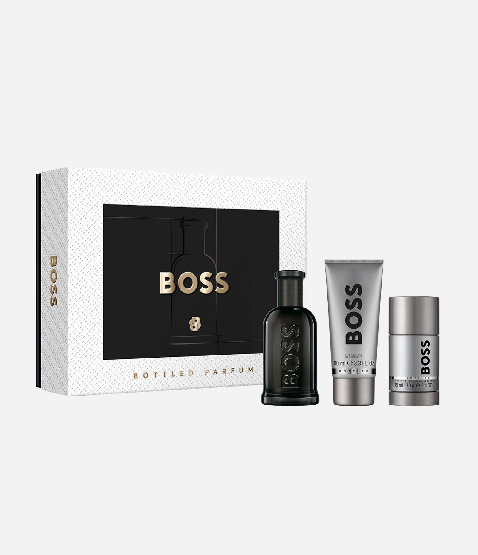 Kit Boss Bottled Parfum EDP 100ml + Shower Gel 100ml + Desodorante 75ml KIT 2