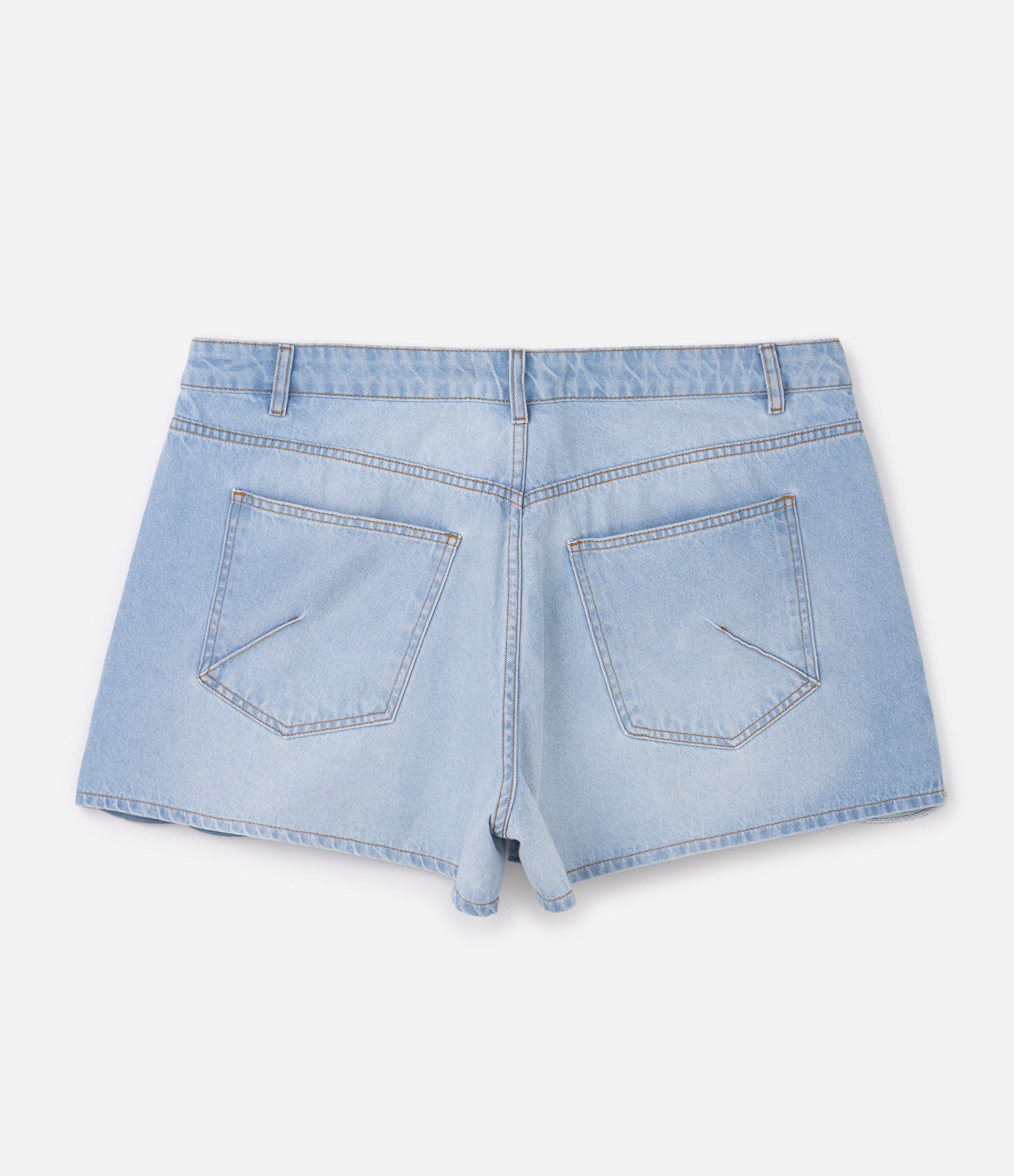 Short Evasê em Jeans com Bordado Richelieu Curve & Plus Size Azul 7