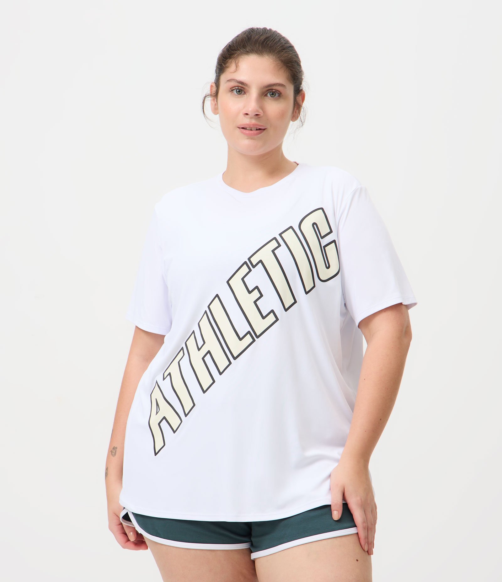 Camiseta Esportiva Regular em Poliamida Dry Athletic Curve & Plus Size Branco 1