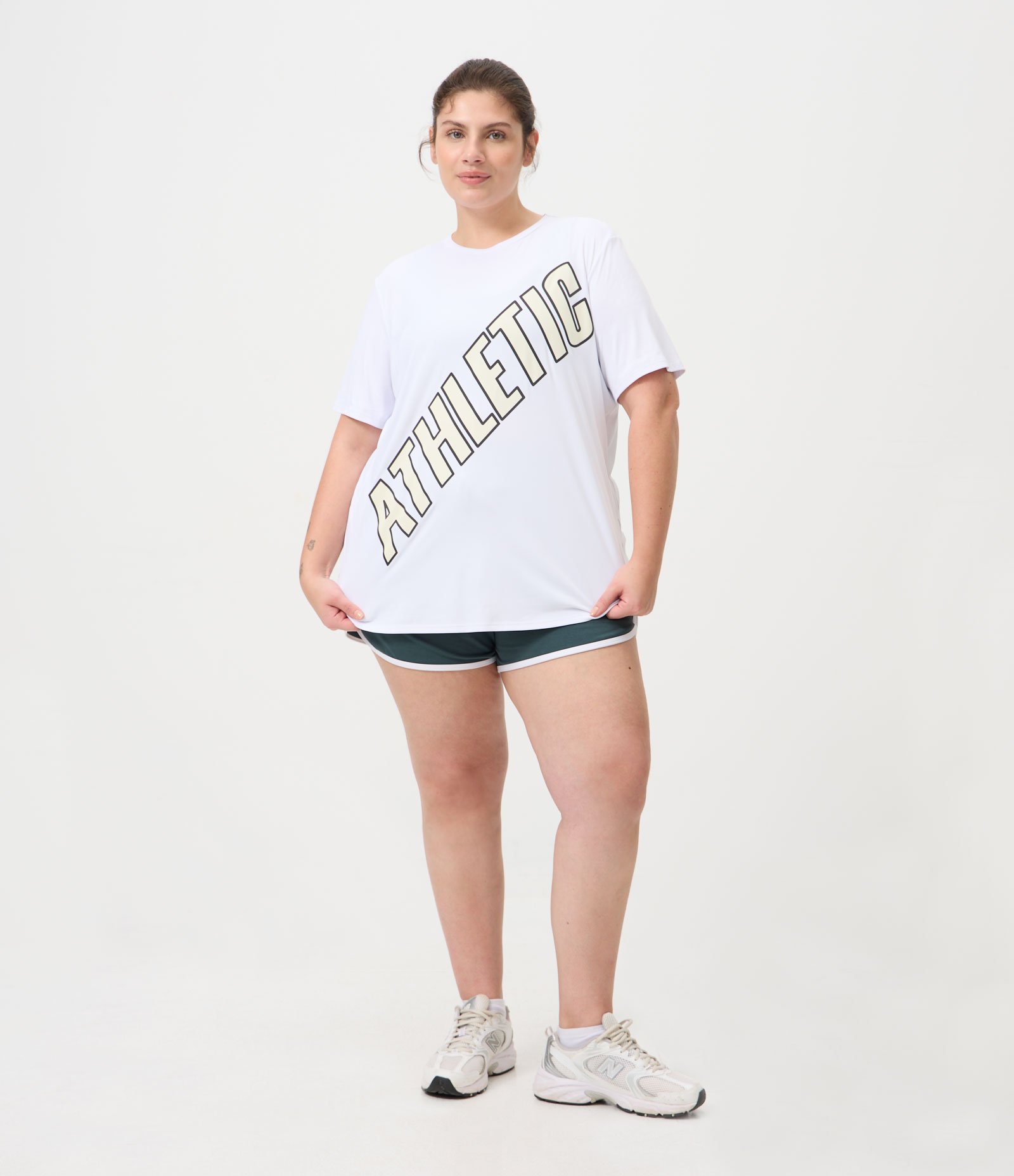Camiseta Esportiva Regular em Poliamida Dry Athletic Curve & Plus Size Branco 2