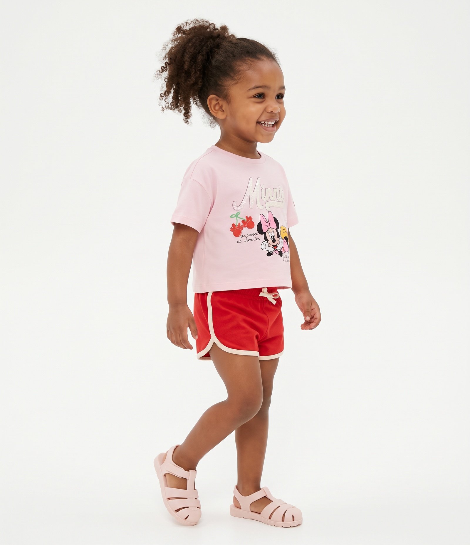 Camiseta Infantil Em Algodão Minnie com Paetê Tam 1 a 6 Anos Rosa 2
