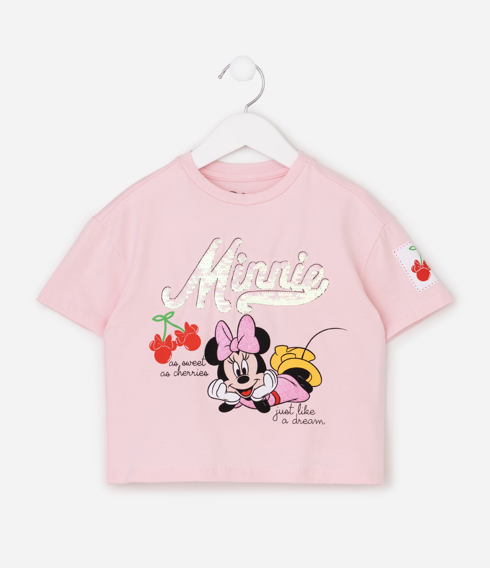 Camiseta Infantil Em Algodão Minnie com Paetê Tam 1 a 6 Anos Rosa 3