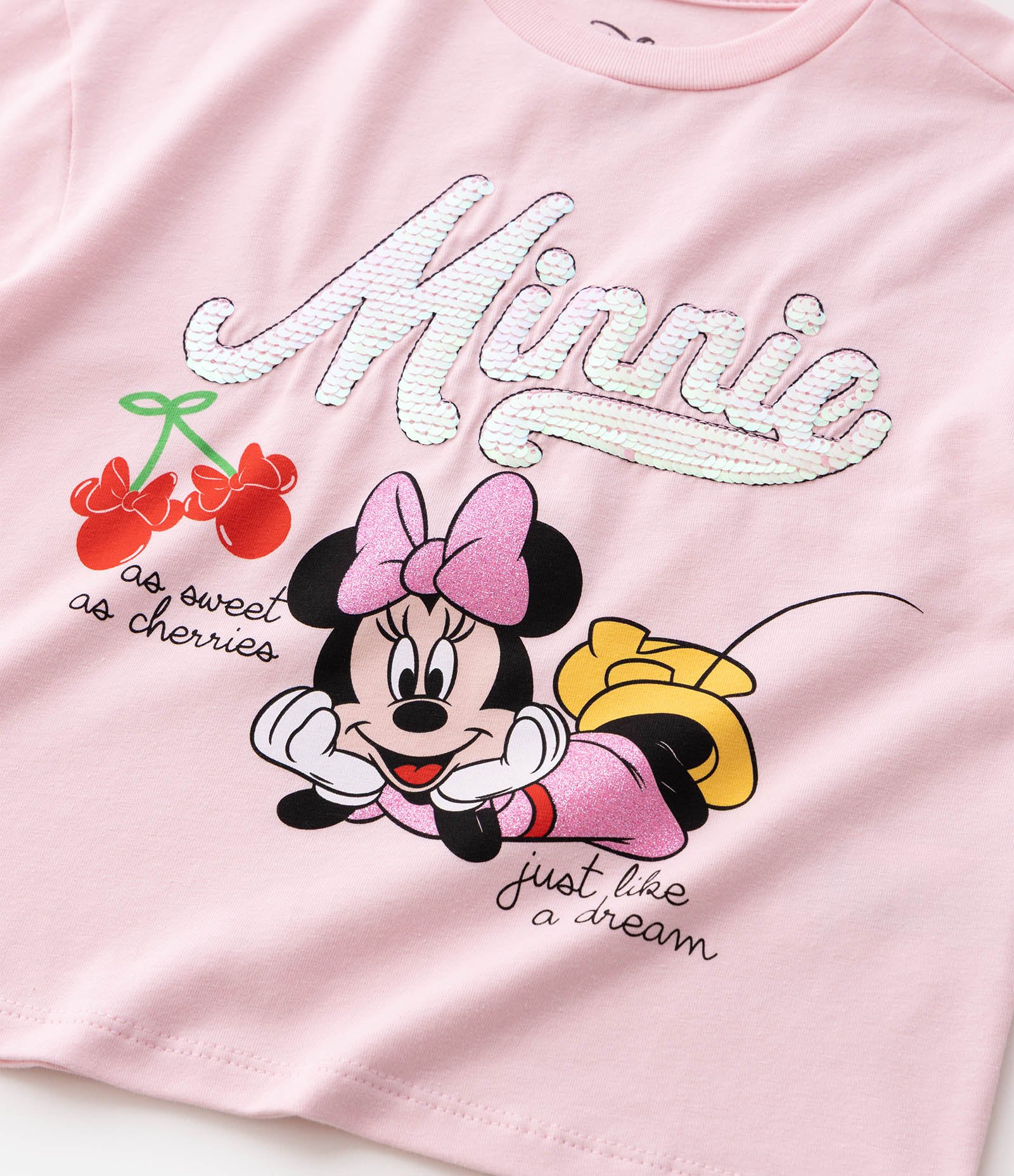 Camiseta Infantil Em Algodão Minnie com Paetê Tam 1 a 6 Anos Rosa 6