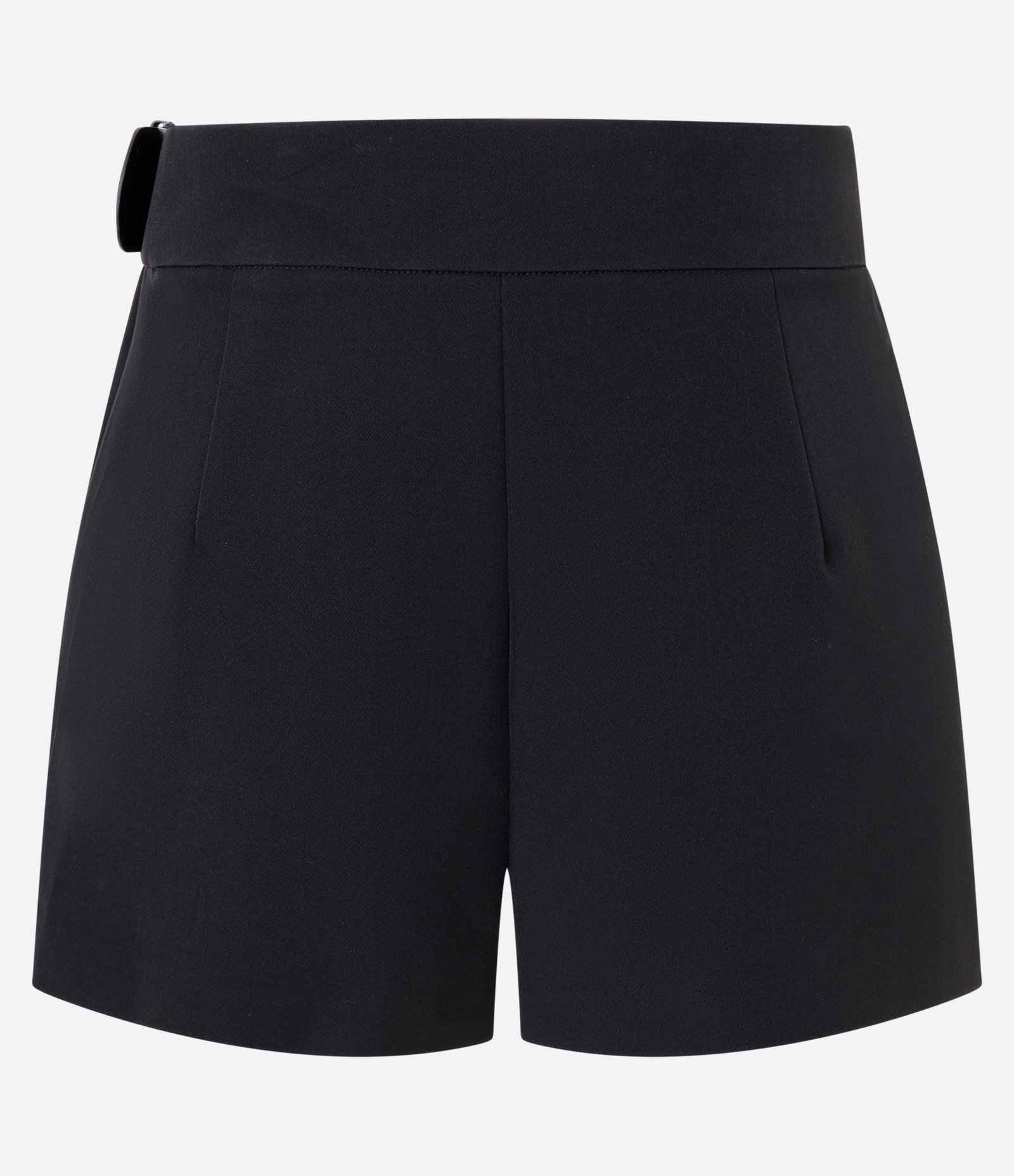 Short Saia Alfaiatado com Plissado Frontal e Cinto Lateral Preto 2