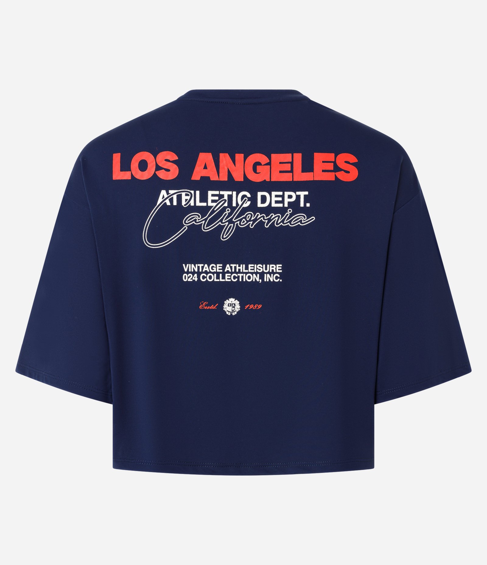 Camiseta Cropped Esportiva com Lettering Los Angeles Azul 6