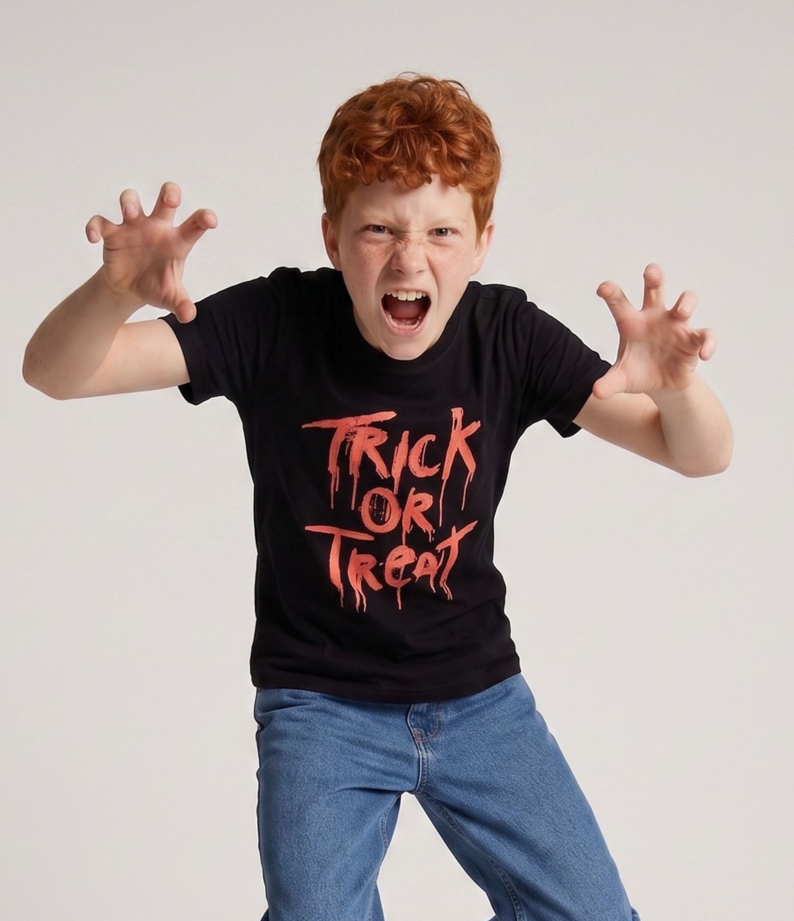 Camiseta Infantil Em Algodão Trick or treat Halloween - Tam 5 a 14 Anos Preto 1