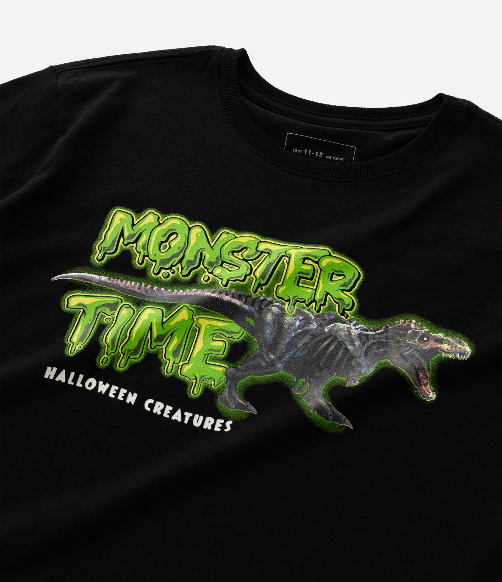Camiseta Infantil com Estampa Dinossauro Brilha No Escuro - Tam 5 a 14 Anos Preto 6