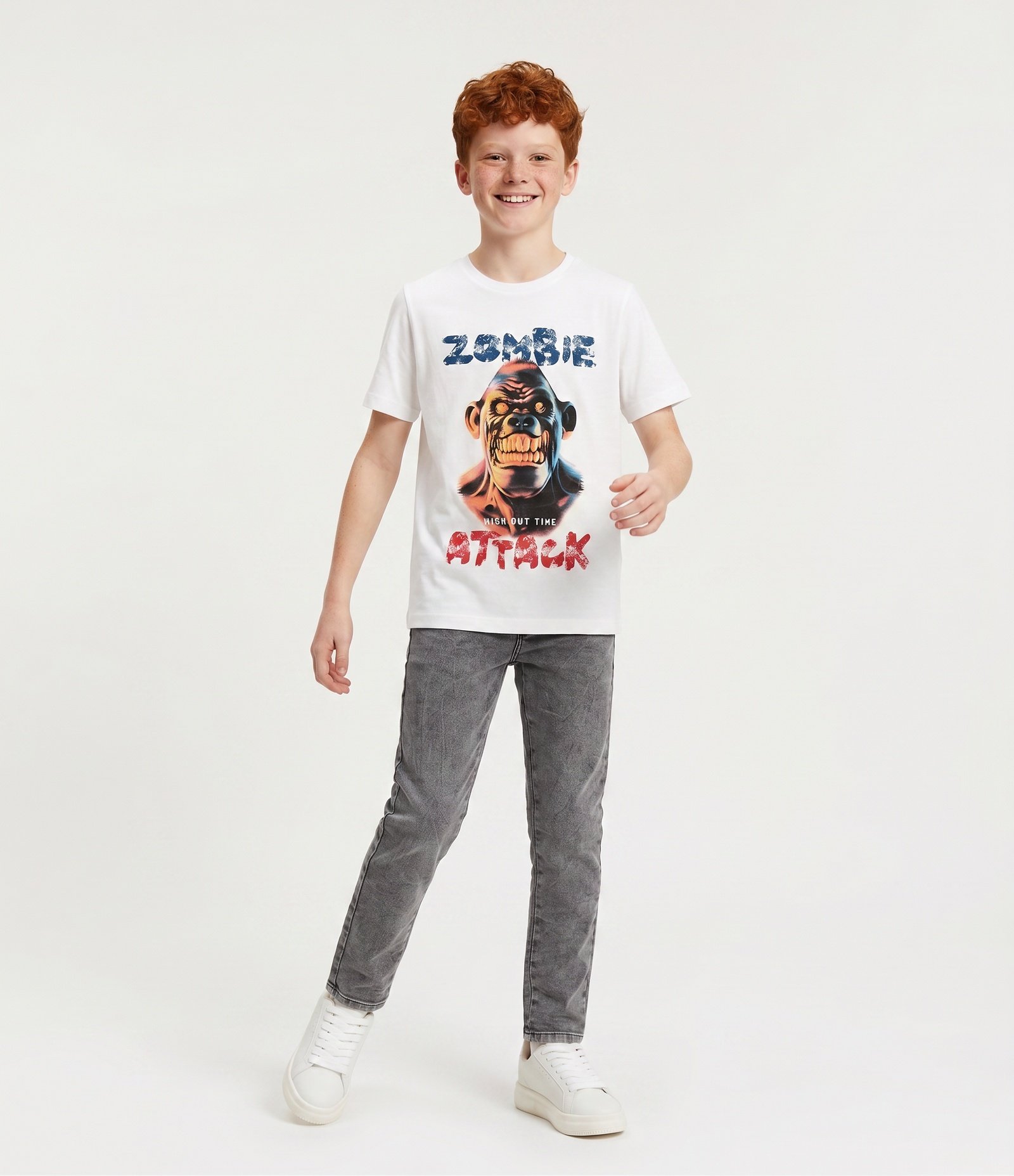 Camiseta Infantil Em Algodão Halloween Brilha No Escuro - Tam 5 a 14 Anos Branco 2