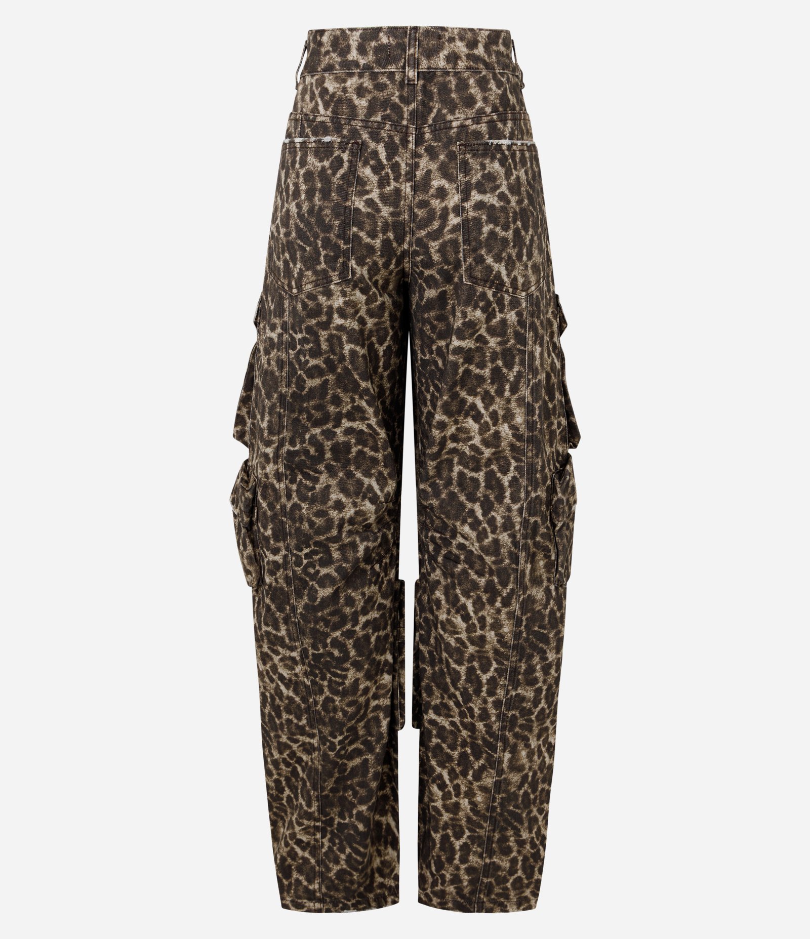 Calça Balloon em Jeans com Bolsos Cargo e Estampa Animal Print Marrom 7